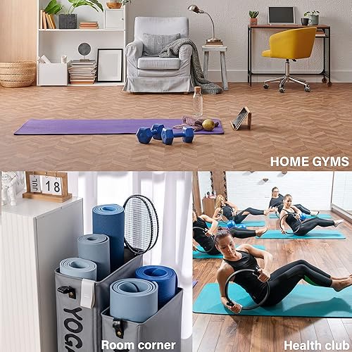 Miniatura 6 de Twira Estantes de almacenamiento para esterillas de yoga, estante de almacenamiento de gimnasio en casa para rodillo de espuma, correa de yoga y