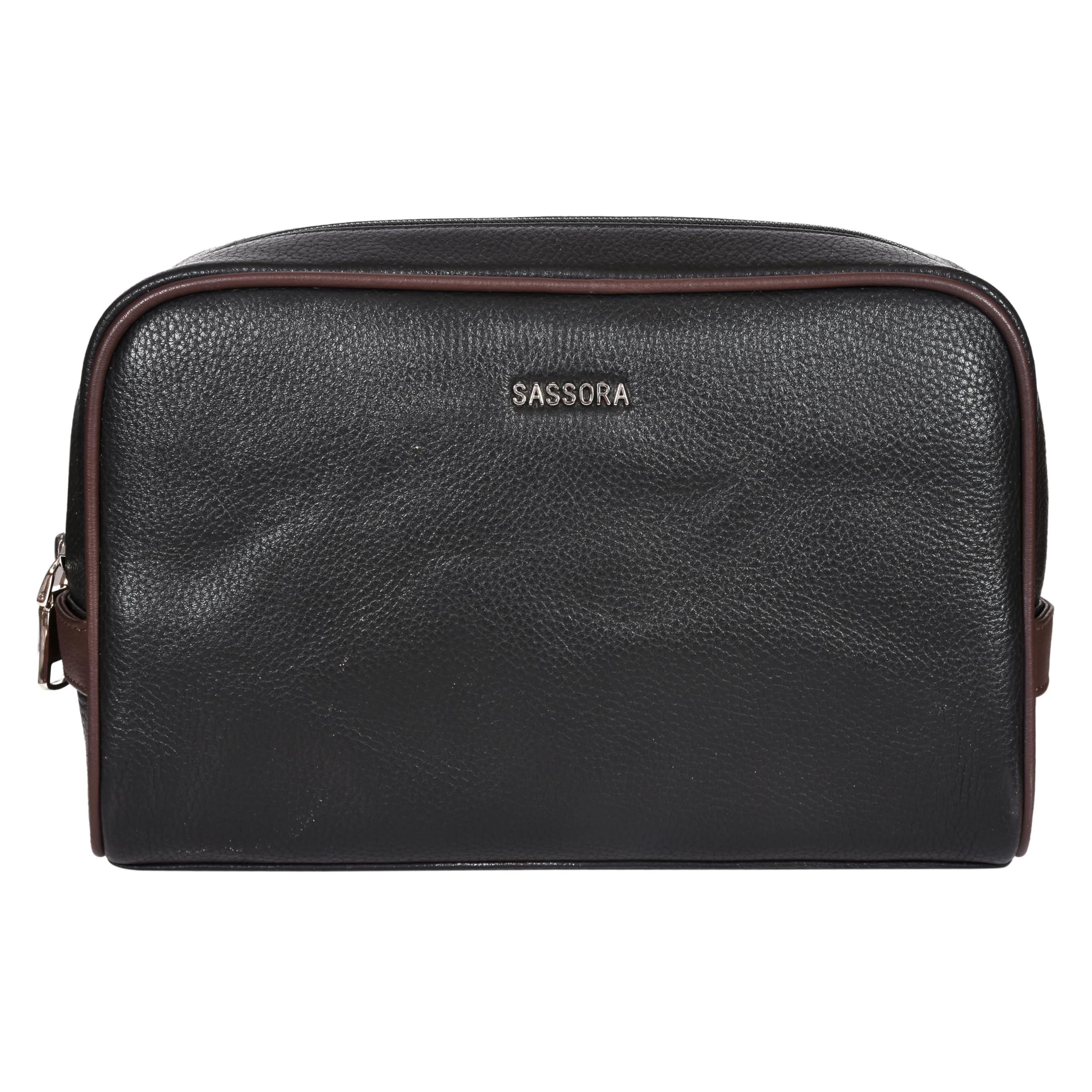 Sassora Premium Leather Toiletry Travel Pouch for Men and Women