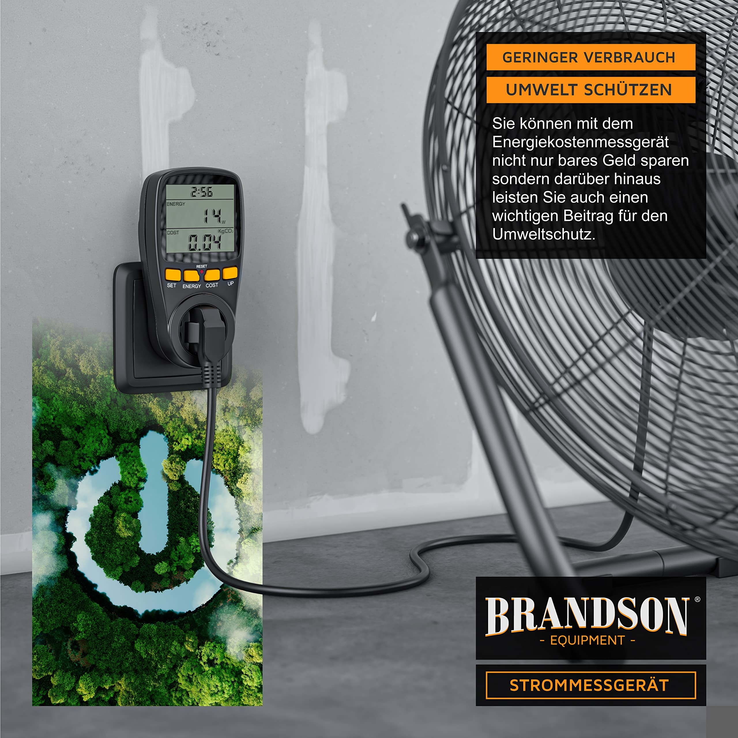 Brandson - 3x digitales Energiekostenmessgerät - Strommessgerät, Energiekosten Anzeige - Stromzähler Steckdose - 3680W - Energiemessgerät mit integriertem erhöhtem Berührungsschutz