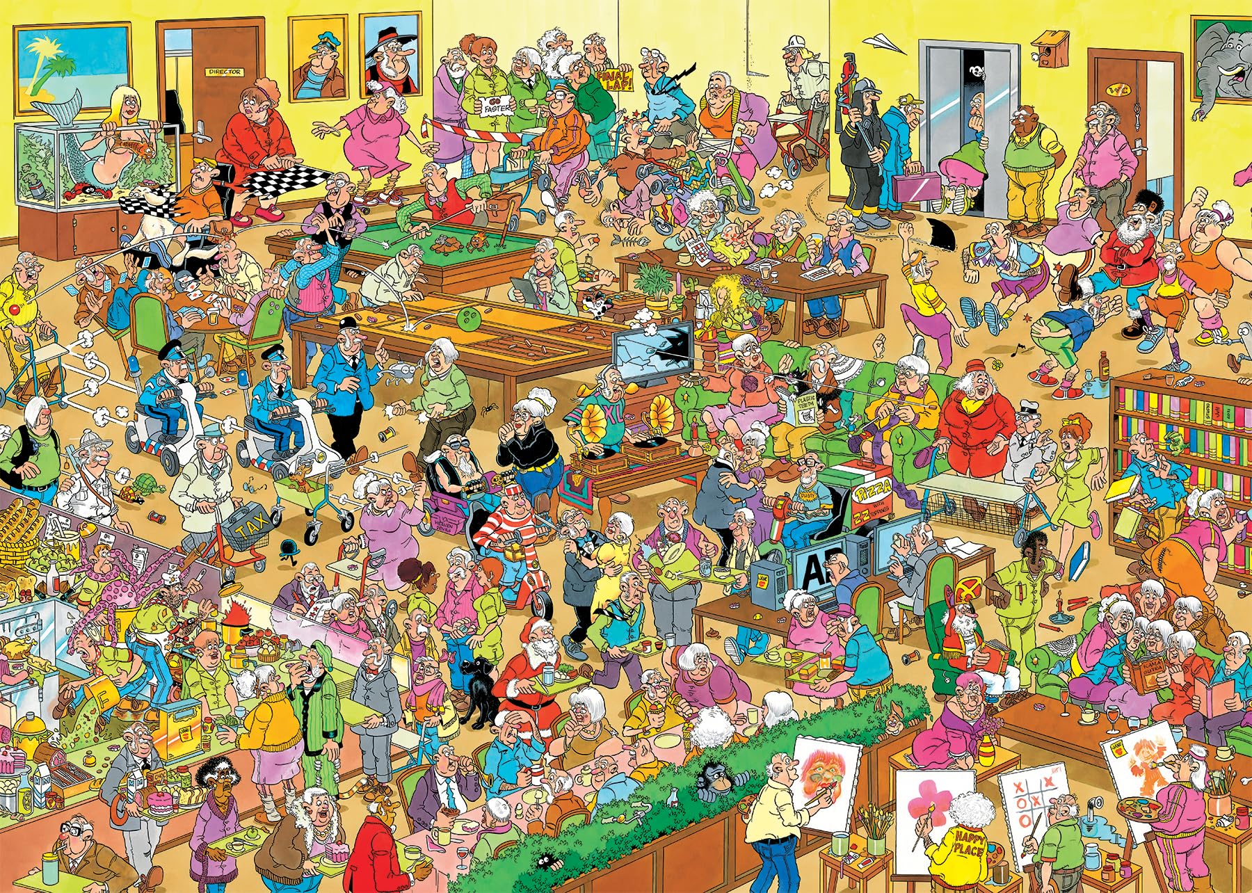 JUMBO Jan Van Haasteren Puzzle 1000 Pezzi - La Casa Di Riposo (The Retirement Home) - Cartone Riciclato 100%, Umorismo E Dettagli Assurdi Per Adulti