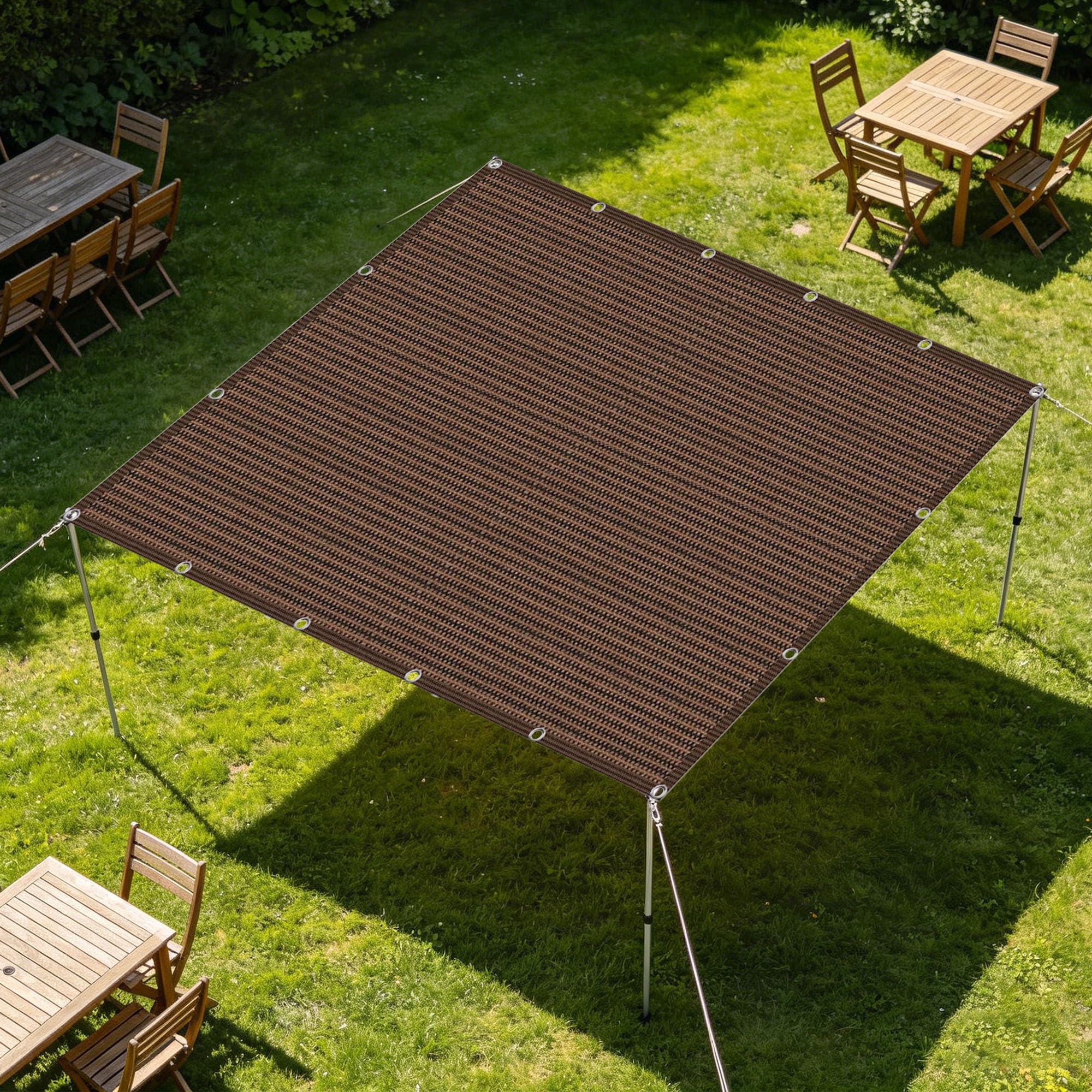 Voile d'ombrage pour pergola et terrasse en tissu brun