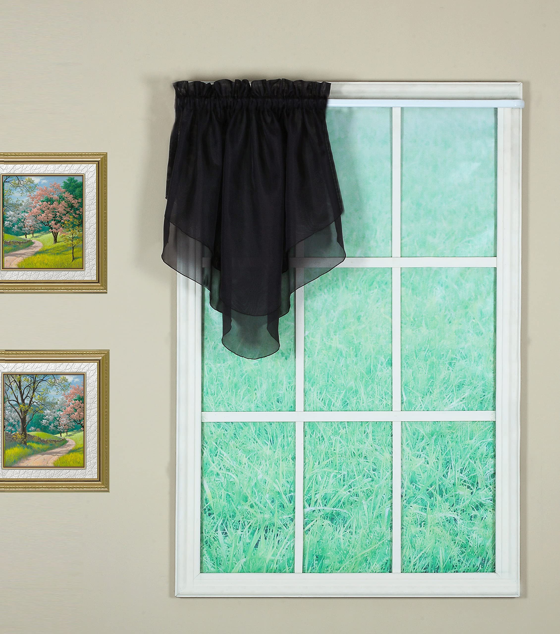 Today's Curtain Emelia Original Voile Ascot 25", Black, 40" W x 25" L, W 40" x L 25" (1 Panels) - Image 3