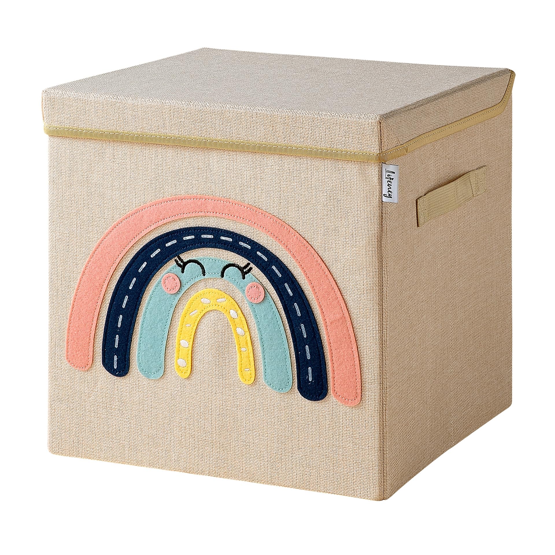 Scatola portaoggetti coperchio e arcobaleno I scatola portagiochi con motivo adatto a scaffali cubici I scatola organizzatrice per la cameretta dei bambini I cesto portaoggetti per bambini