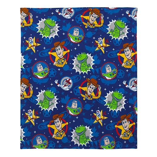 Toy Story 4 - Manta de felpa súper suave azul, verde, amarilla y roja para niños pequeños