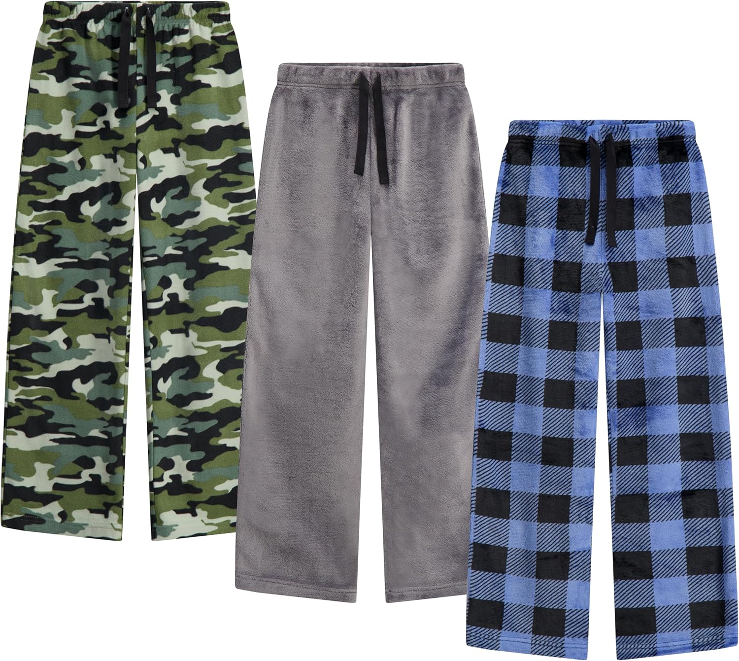 US Angels 3-Pack Boys Pajama Pants - Soft Micro Fleece OR Jersey Knit PJ Bottoms for Kids - Boys Sleepwear, Size 7-20