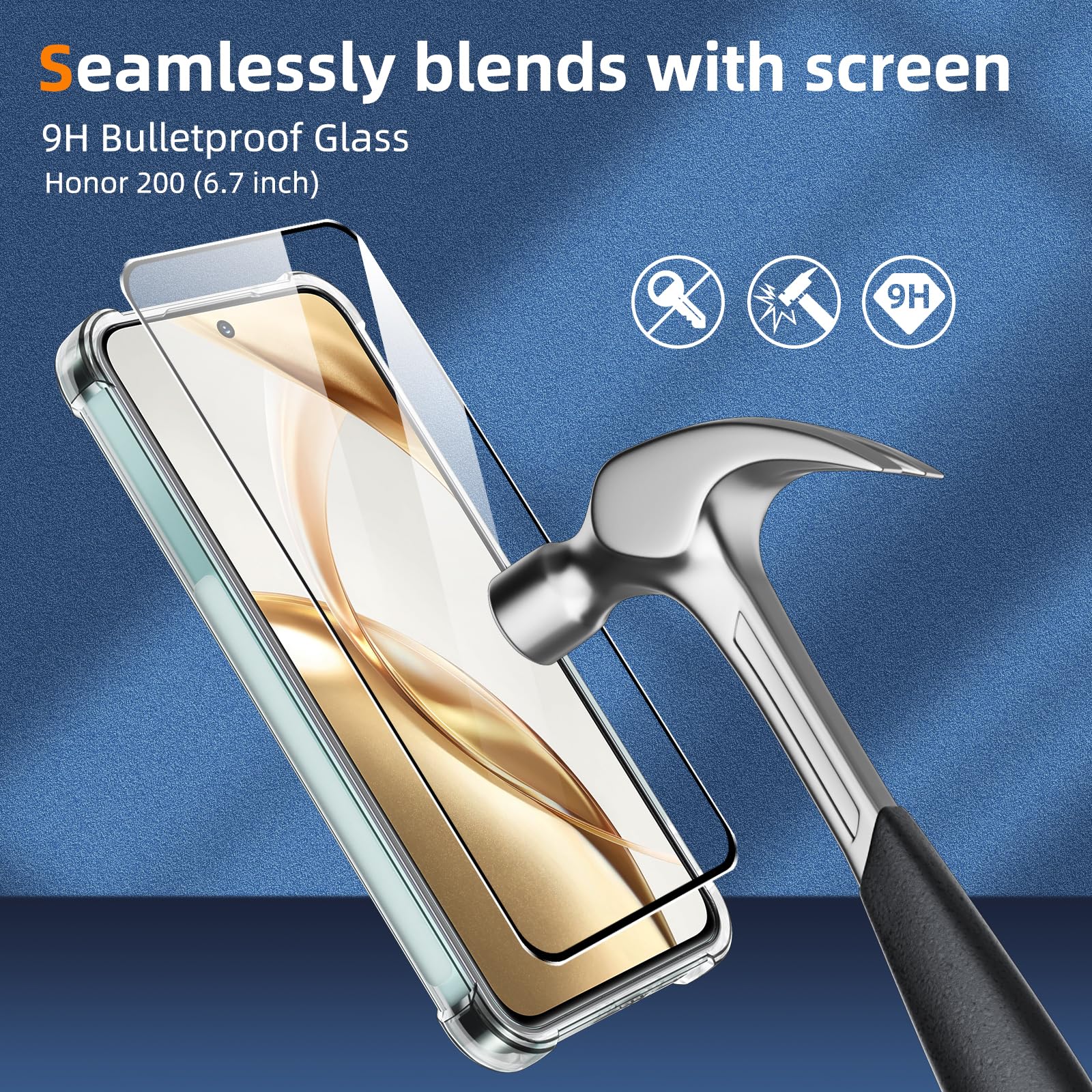 LYZXMY Cover per Honor 200 Smart 5G Custodia+2 Pcs Pellicola Protettiva in Vetro Temperato,Anti-graffio e Anti-Shock Copertura protettiva trasparente case