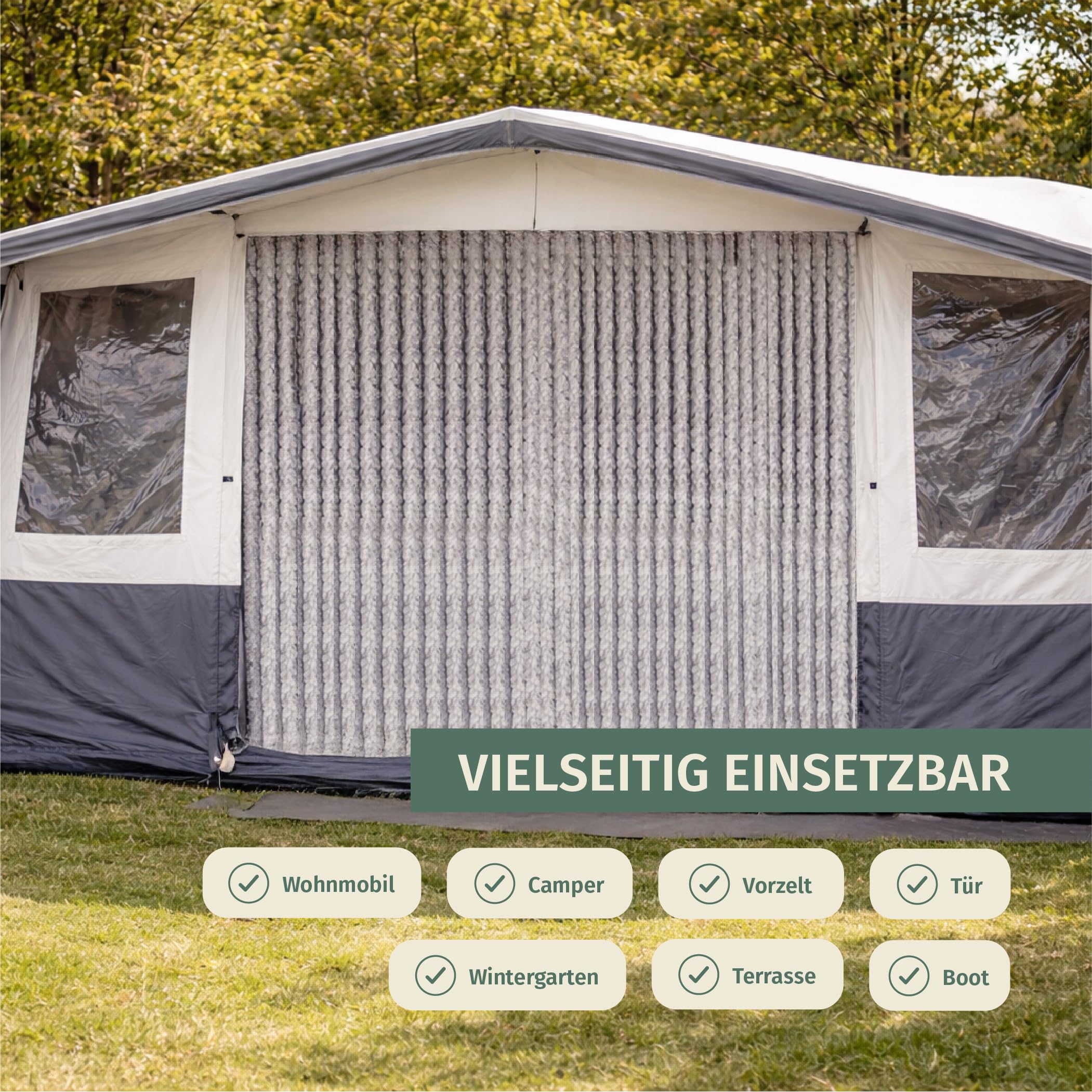 Moritz Rideau de porte en chenille - 90 x 200 cm - Orange - Moustiquaire - Pour camping, caravane