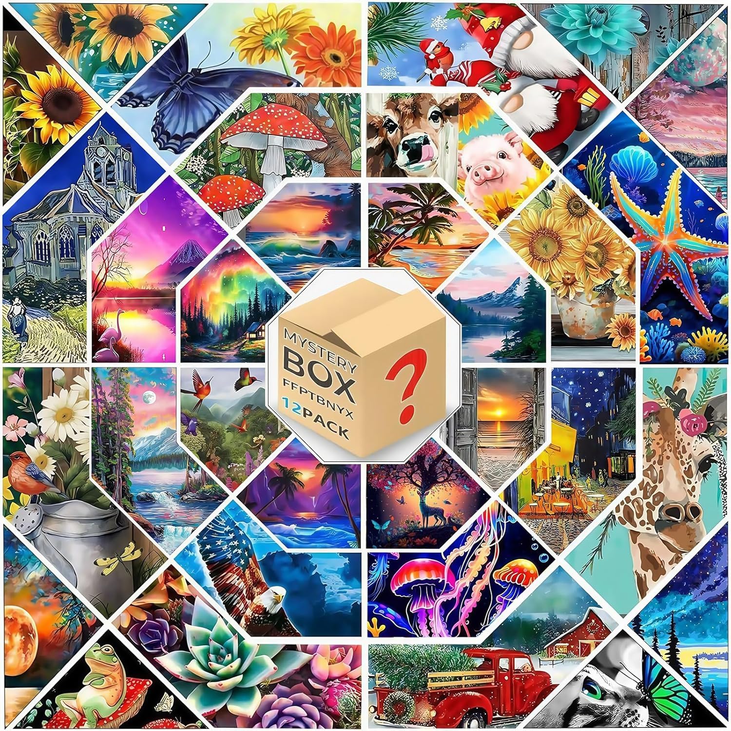 FFPTBNYX Set di 12 pezzi per pittura con diamanti per adulti, 30 x 40 cm, motivo misterioso, fai da te 5D, per tutti i lavori di artigianato, regali e decorazioni per la casa (USYC-30 x 40-12PC001)