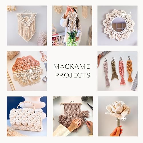 Miniatura 8 de BOCHIKNOT Cordón de macramé de 0.157 in  Cuerda de macramé de una sola hebra, cuerda de algodón para nudos de macramé, suministros de cuerda de