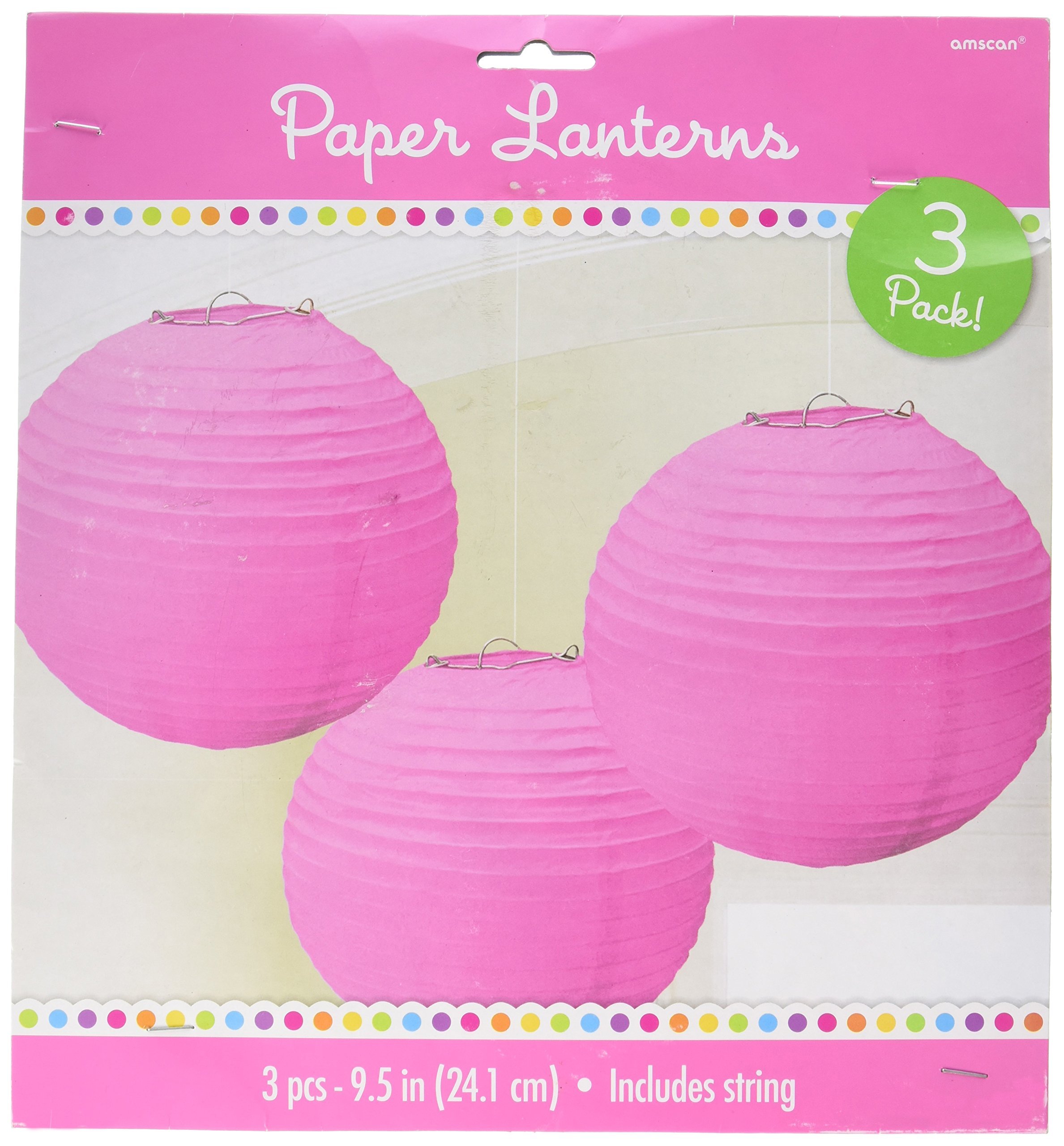 Amscan Decoration Round Paper Lanterns, Pack of 3, 9 1/2