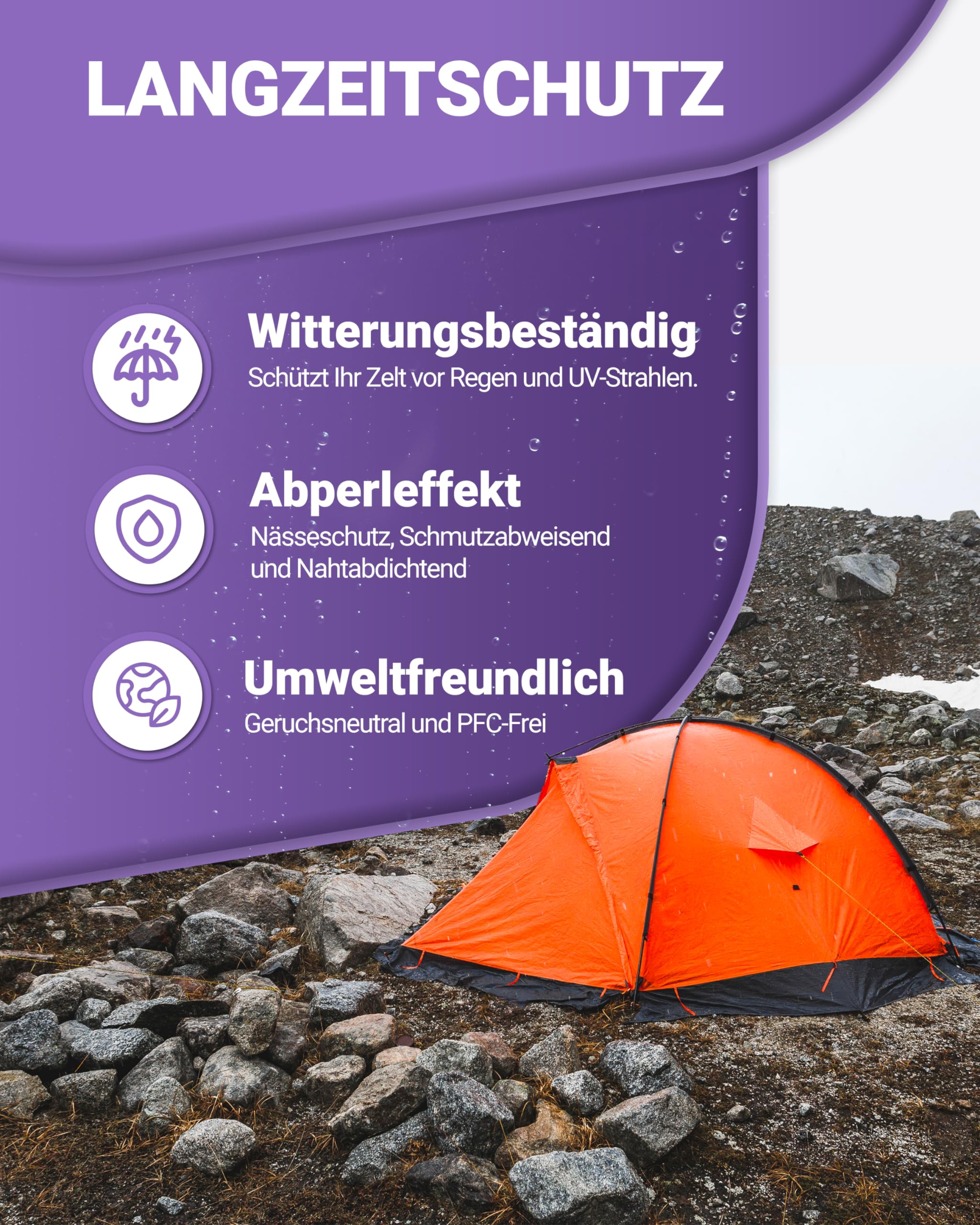 Alpenwert Zelt & Pavillion Imprägnierspray [LANGZEIT-ABPERL-Schutz] Made in Germany Imprägnierung für Zelte, Markisen, Sonnenschirm UVM.