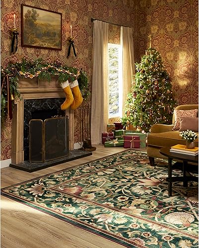 Vista 170 de RUGGABLE x Morris & Co Tapete prémium de pasillo lavable, para pasillo, cocina, entrada, sala de estar, dormitorio u oficina, con base Madreselva