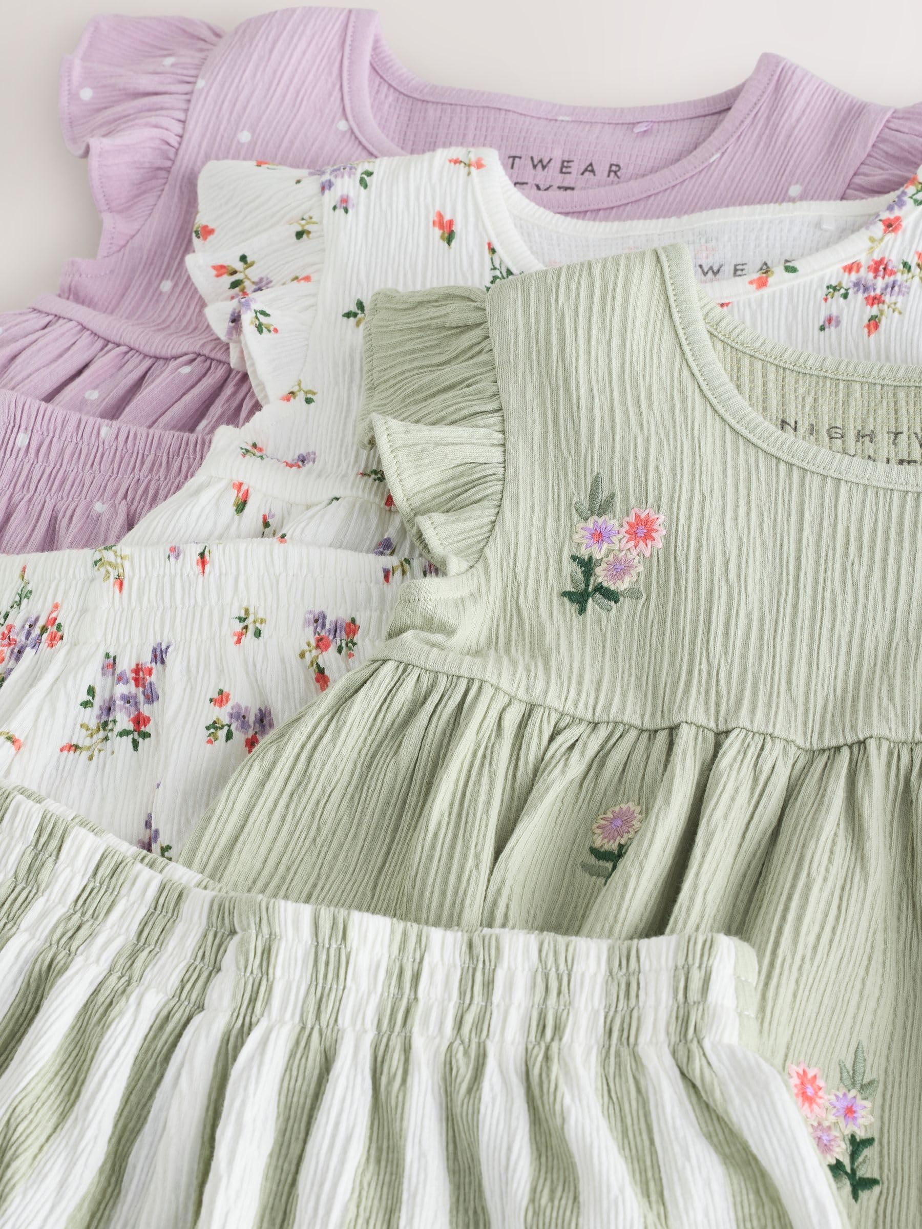 NEXT Ragazza Confezione da 3 Pigiami Corti Comodi | Bambino, Standard, Mid Rise, Pull On