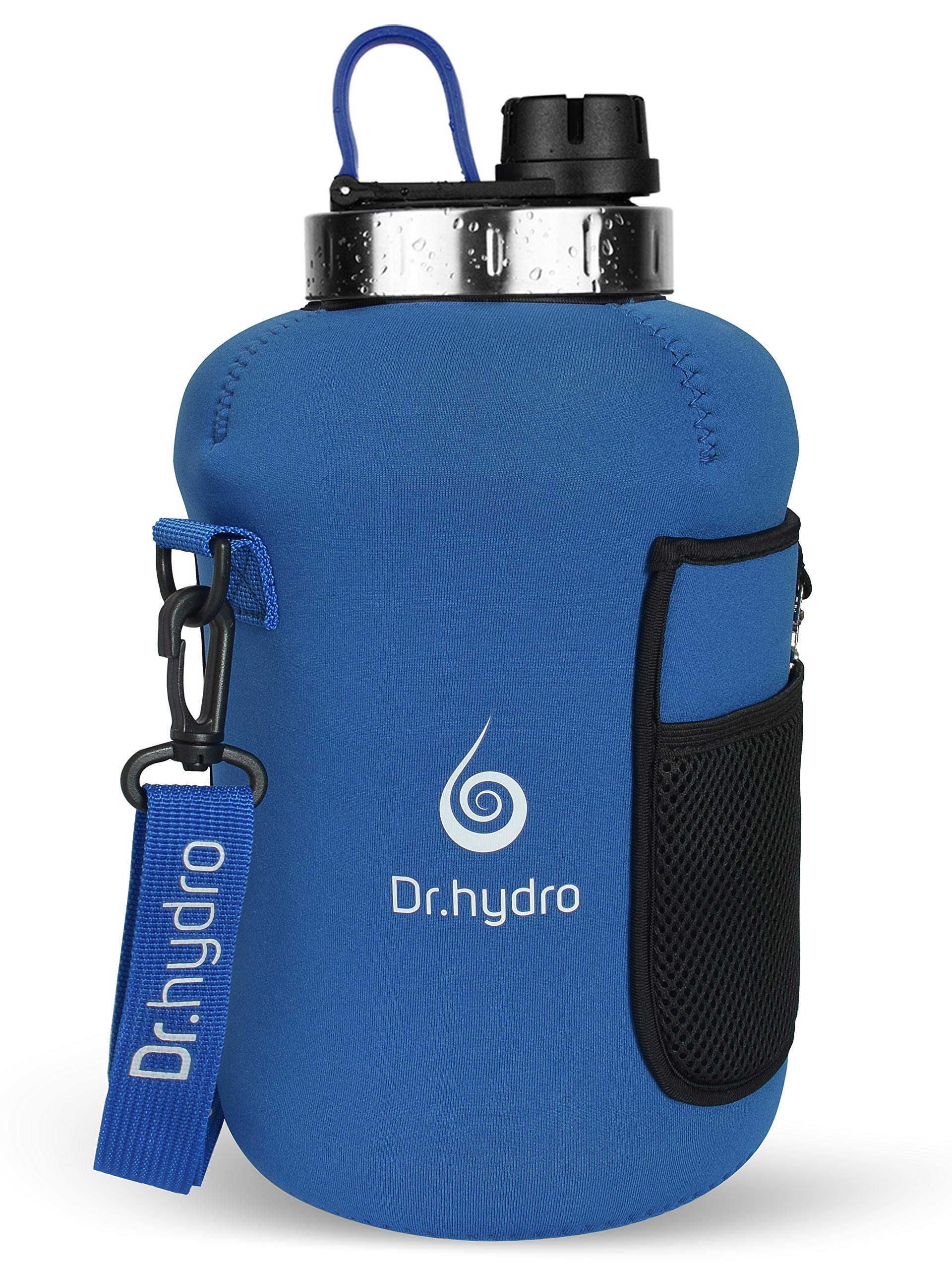 DR.HYDRO 3.2L Gallon Water Bottle with Insulated Storage Sleeve with Straw and Silicon Handle- BPA Free Large Water Bottle/100 oz water jug with Straw, reusable gallon jug perfect for Gym (Blue Blue)