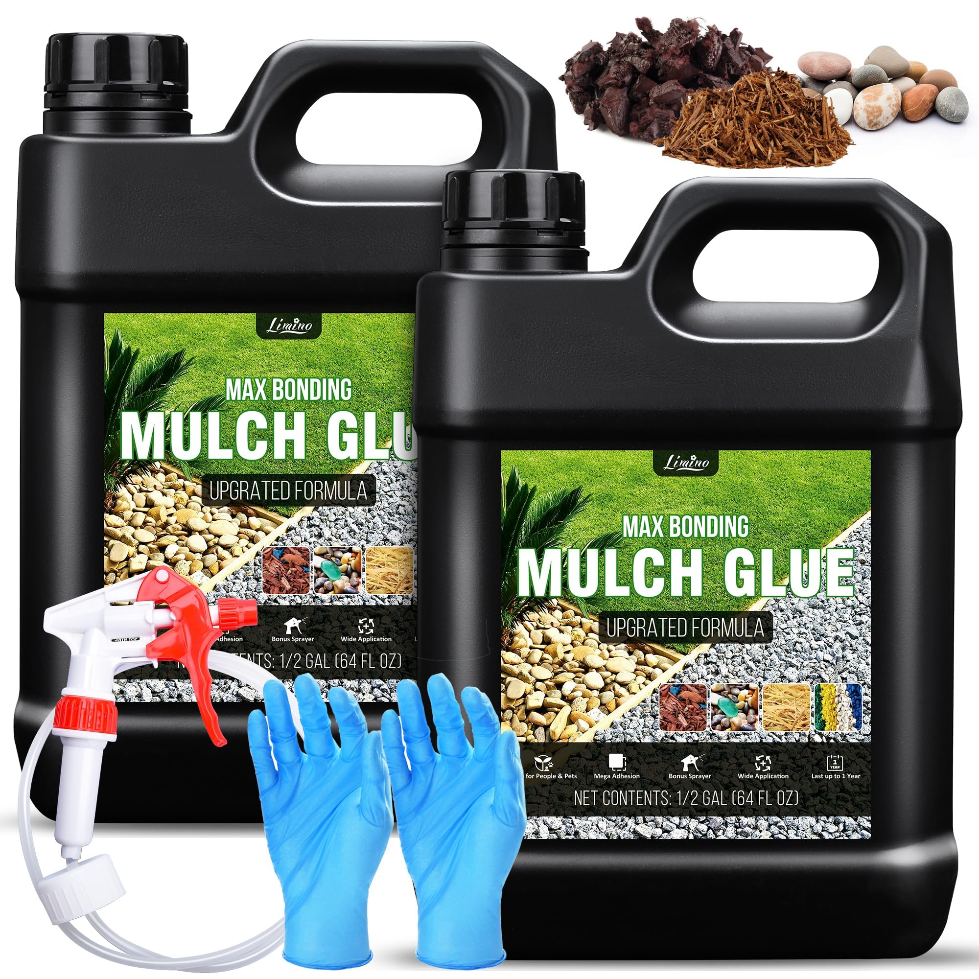 Kiesbinder – 128oz colla per ghiaia in resina, colla per pacciamatura con applicatore per incollare pietre, ghiaia, non tossica, pronta all'uso per foglie, paesaggistica, sentieri da giardino, sconti