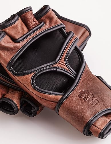 Miniatura 4 de PRO Heritage - Guantes de cuero marrón para MMA, cuero de vaca genuino de grano completo (S, M)