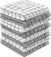 Bumble Dish Cloths (8 Pack) 12x12 Inch 100% Cotton Kitchen Towels 405 GSM Gray - Soft Absorbent Durable Reusable Dish Towels
