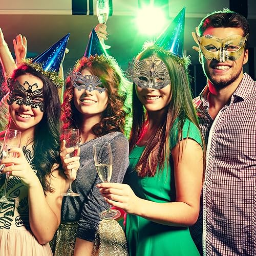 Miniatura 7 de FEQO 48 máscaras de mascarada, máscaras antiguas vintage venecianas