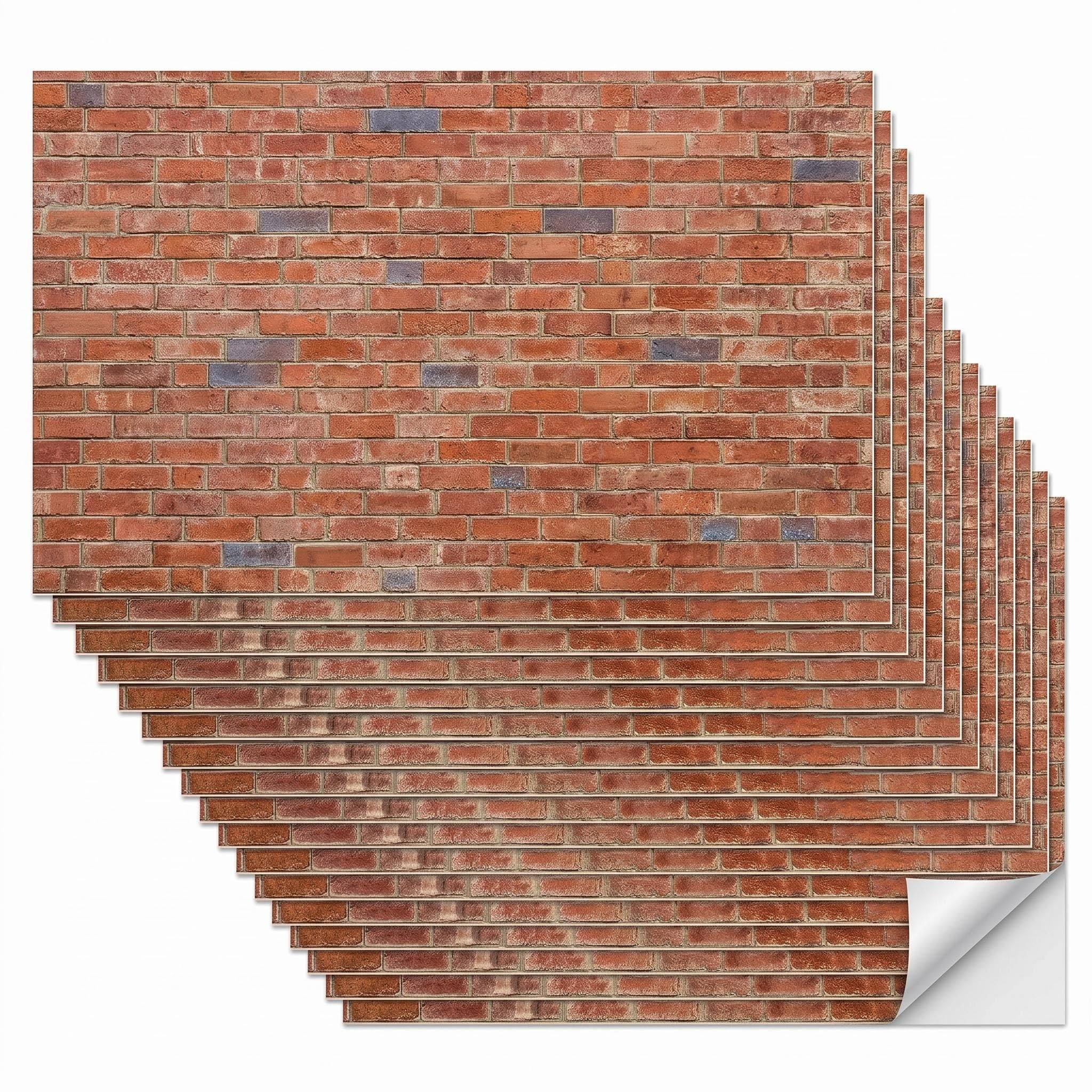 15 Pcs Brick Wallpaper Peel and Stick, 8.3x11.4 Inch Pre-Cut Red Brick Wall Decals, Self Adhesive Wallpaper for Dollhouse, DIY Miniature Models, Kitchen Backsplash, Fireplace, Bookshelf Liner