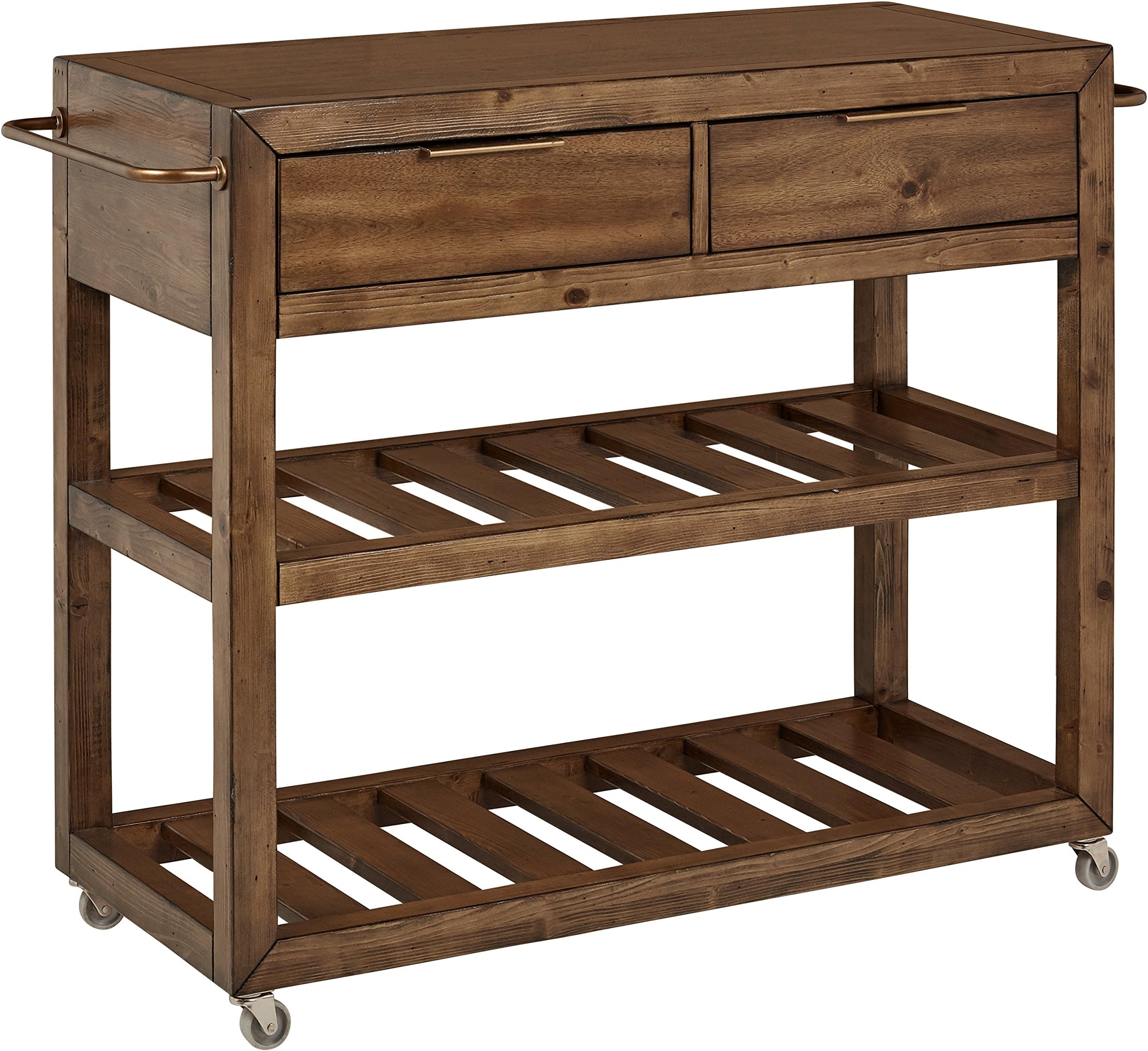 Amazon Brand โ Stone & Beam Alejandra Unfinished Wood Kitchen Island Bar Cart with Wheels, Brown