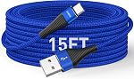 USB C à USB C Câble 15FT, 100W Chargement rapide USB Câble de chargeur C, cordon de charge rapide de type C extra long, USBC Corde de chargeur compatible avec iPhone 16/15/Pro/Plus/Pro Galaxie Max/Samsung S23/LG/Switch