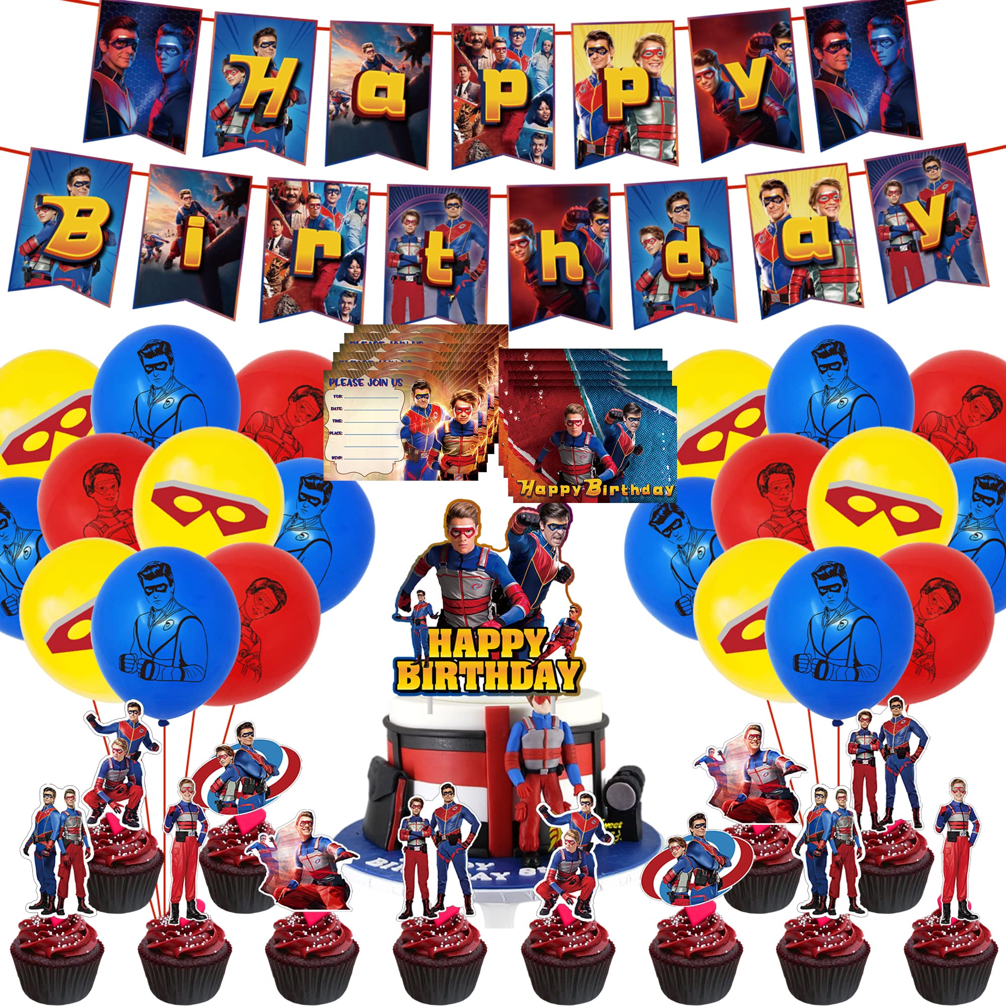 Buy 60Pcs Henry Danger Birthday Decorations, Henry Danger Party Decoration Include Happy