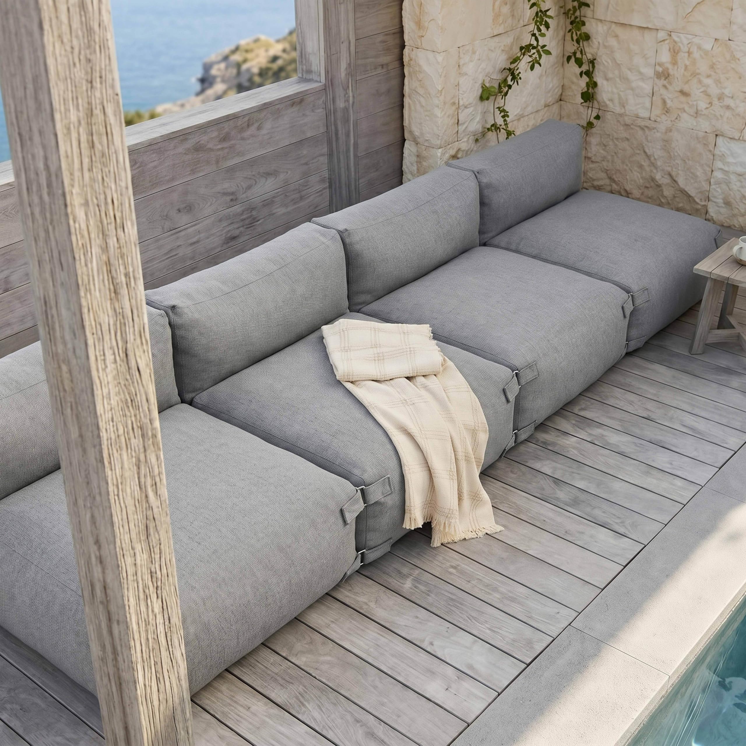 Oviala Salon de Jardin modulable 4 Places Gris - Mixi