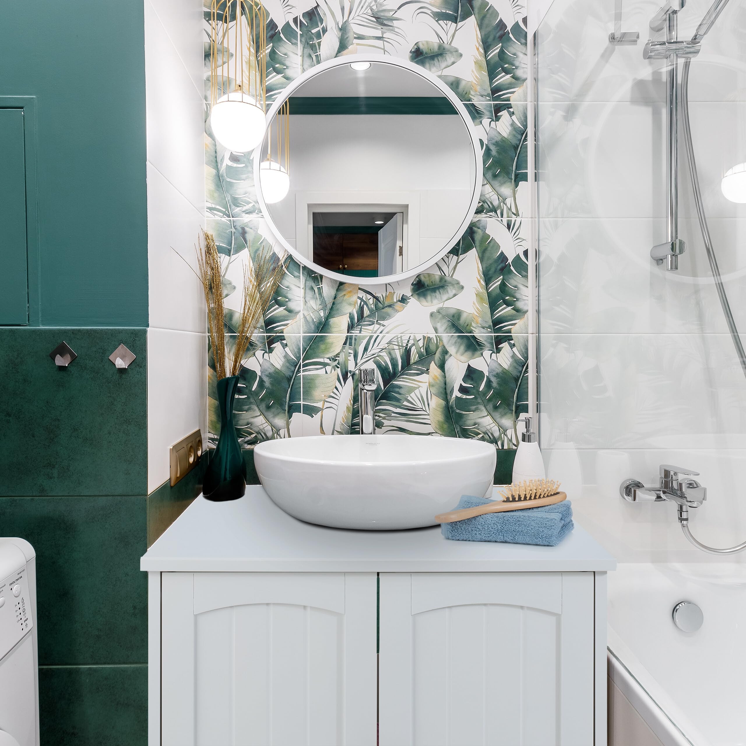 Relaxdays Mobiletto Sottolavabo, HLP: 60x60x31 cm, Armadietto sotto Lavandino, Mobile Lavello da Bagno, in MDF, Bianco