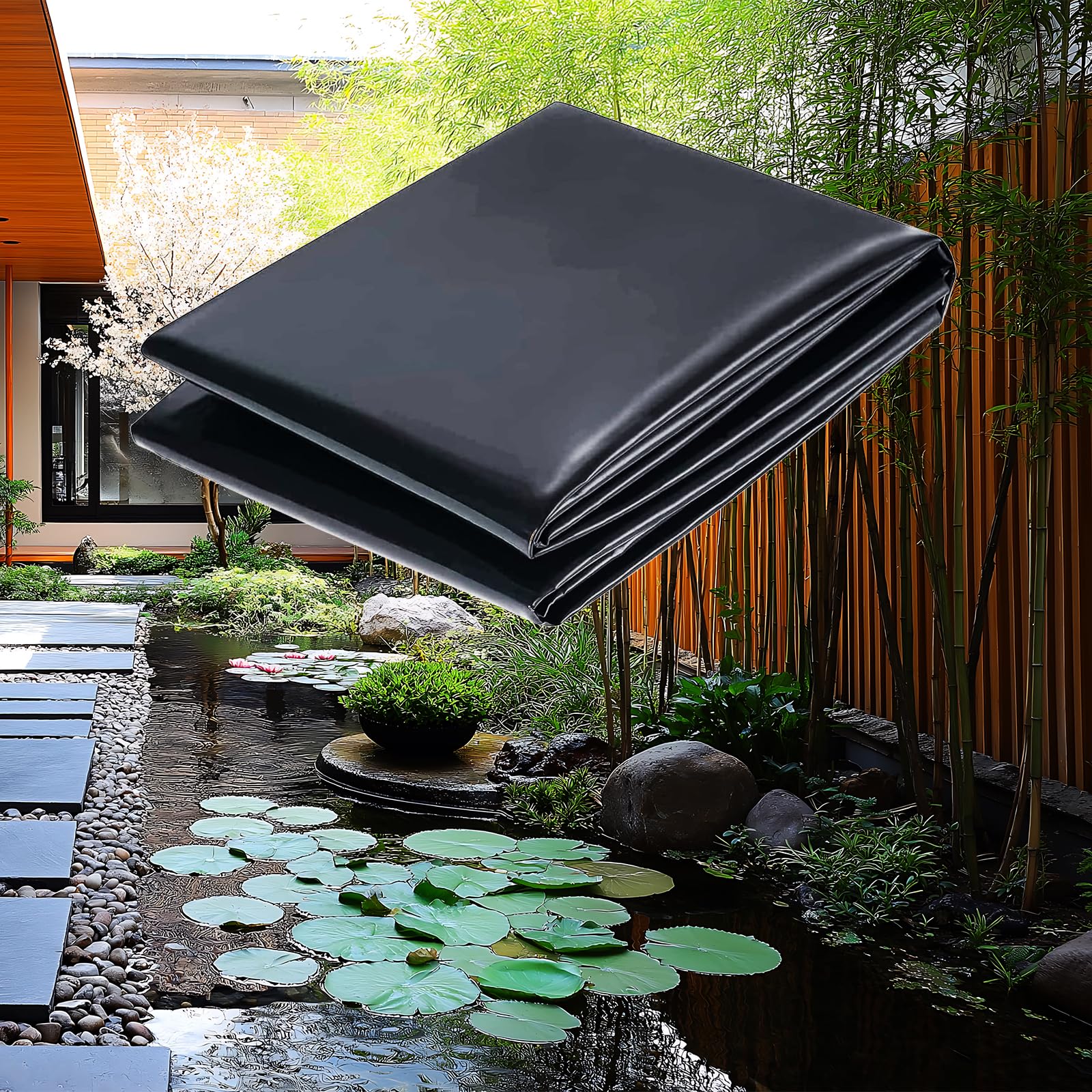 Membrana durevole per stagno per piscine per pesci rivestimento impermeabile resistente agli strappi Copertura per piscina da giardino 6 × 11 m Pellicola impermeabilizzante per stagni pesanti