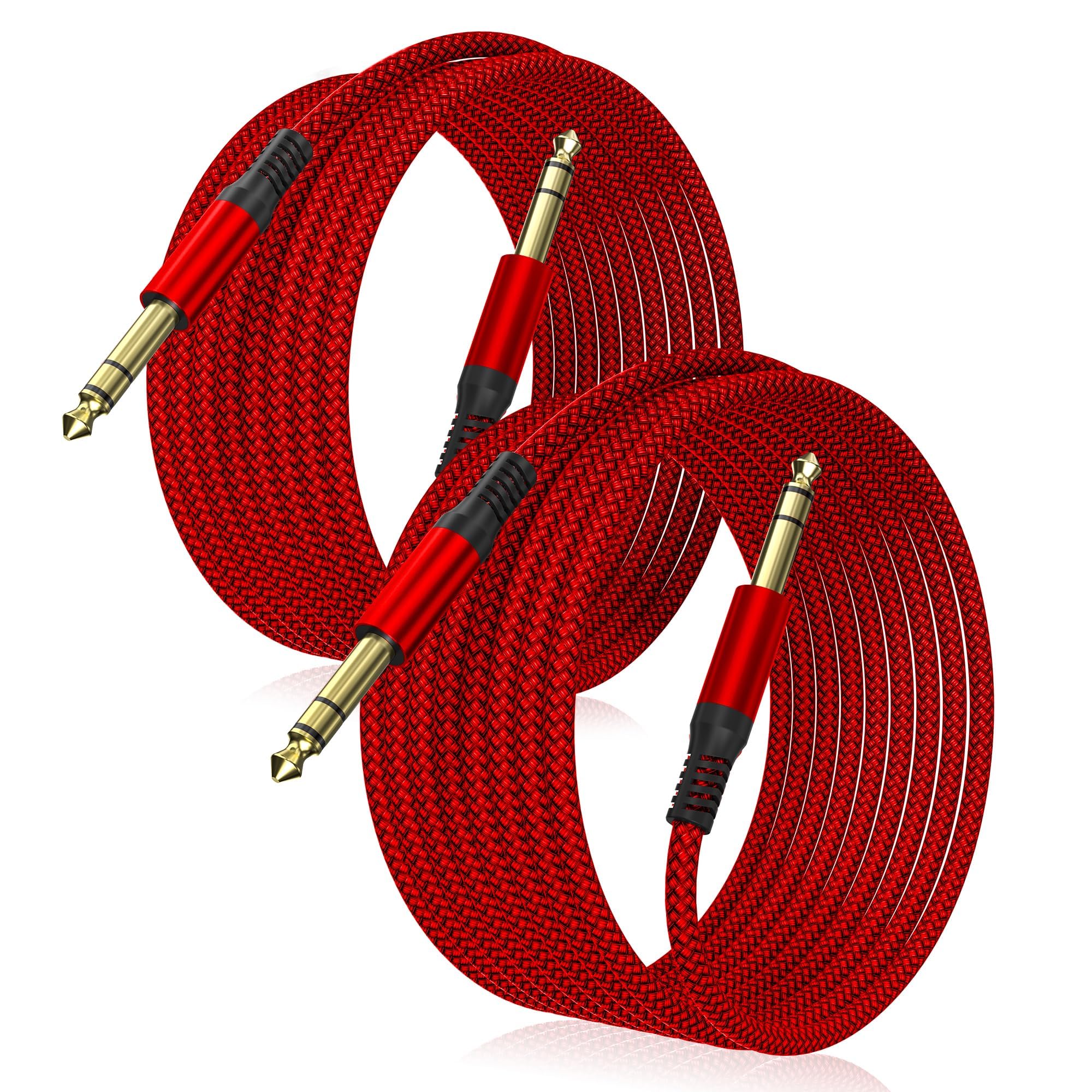Elebase 1/4 Inch TRS Instrument Cable 10FT 2Pack,6.35mm Male Guitar Cord 3M