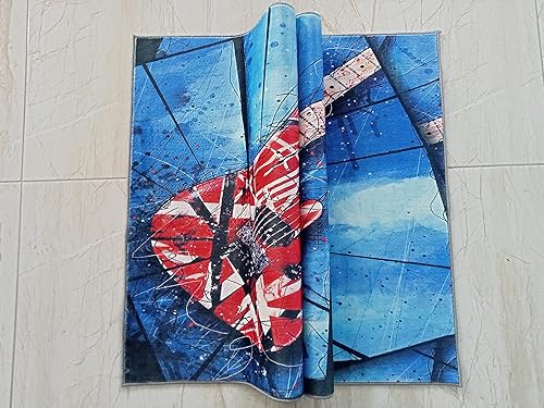 Miniatura 6 de Lor350.2 - Alfombra con diseño de guitarra, música, abanico, alfombra popular, moderna, para sala de estar, decoración de salón, regalo