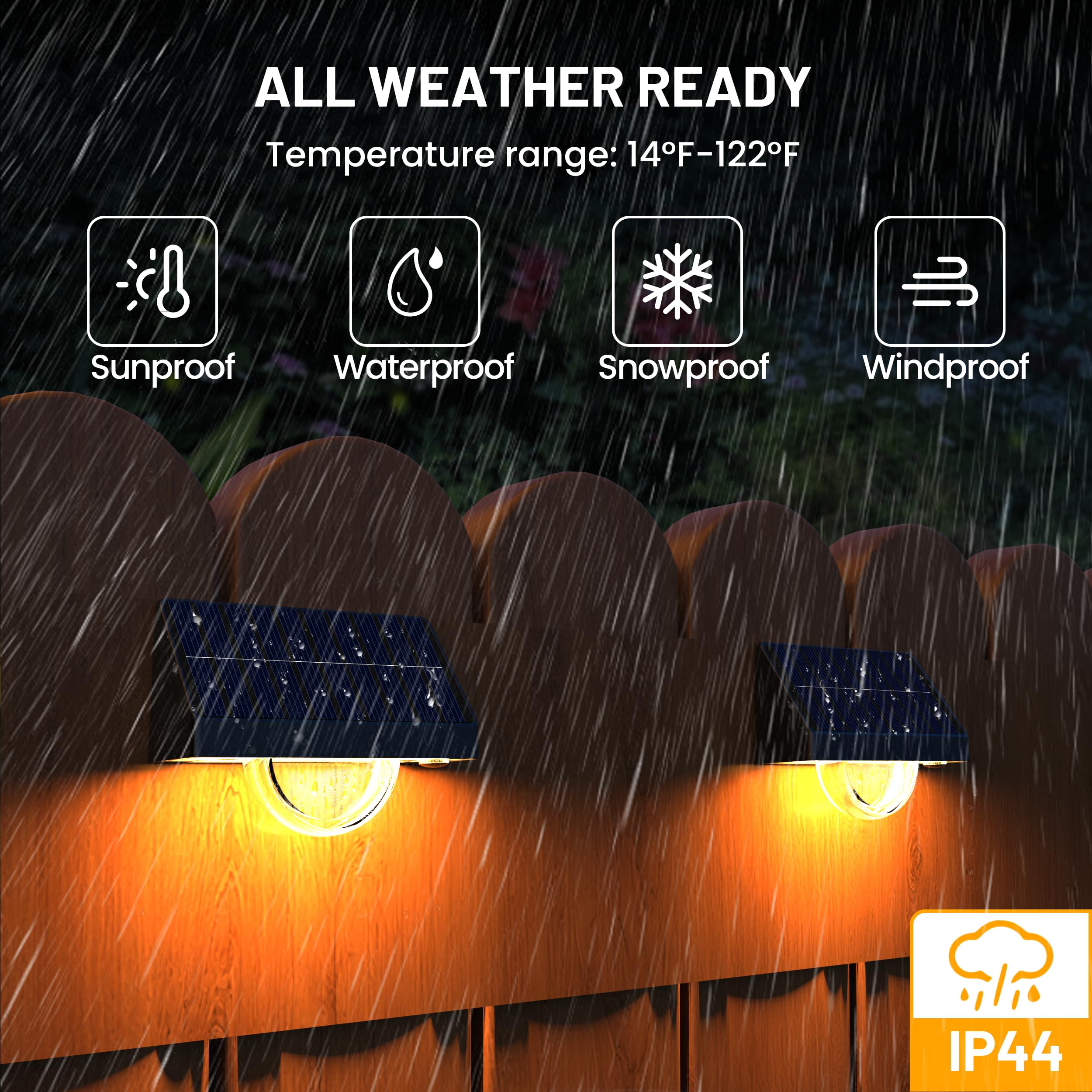 sununiny 4 Pack Solar Lights Outdoor Garden,Outside Lights Solar Powered for Steps,8 Fixed Colors & RGB Color Changing IP44 Waterproof Solar Light for Backyard Patio Front Porch Decor - Image 3