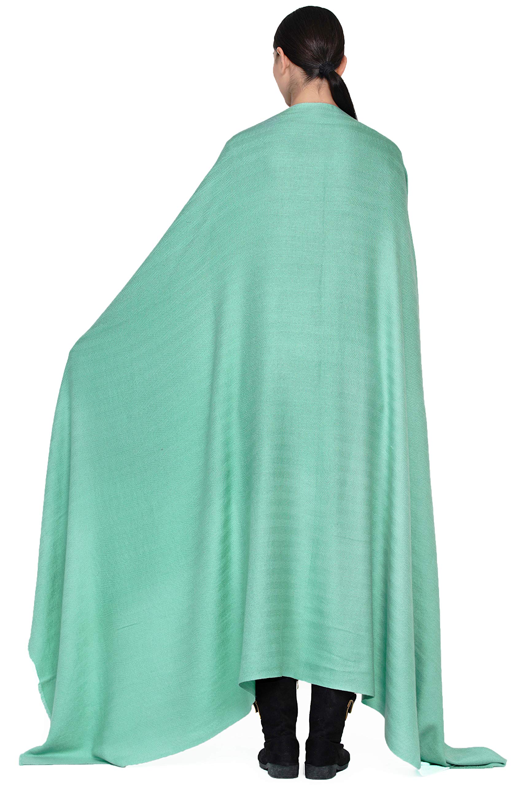 Coperta Sciarpa realizzata in Kashmir (confezione regalo) Inteligente Merino Lana Seta Cashmere Misto Plaid grande estremamente morbida Pashmina Turchese