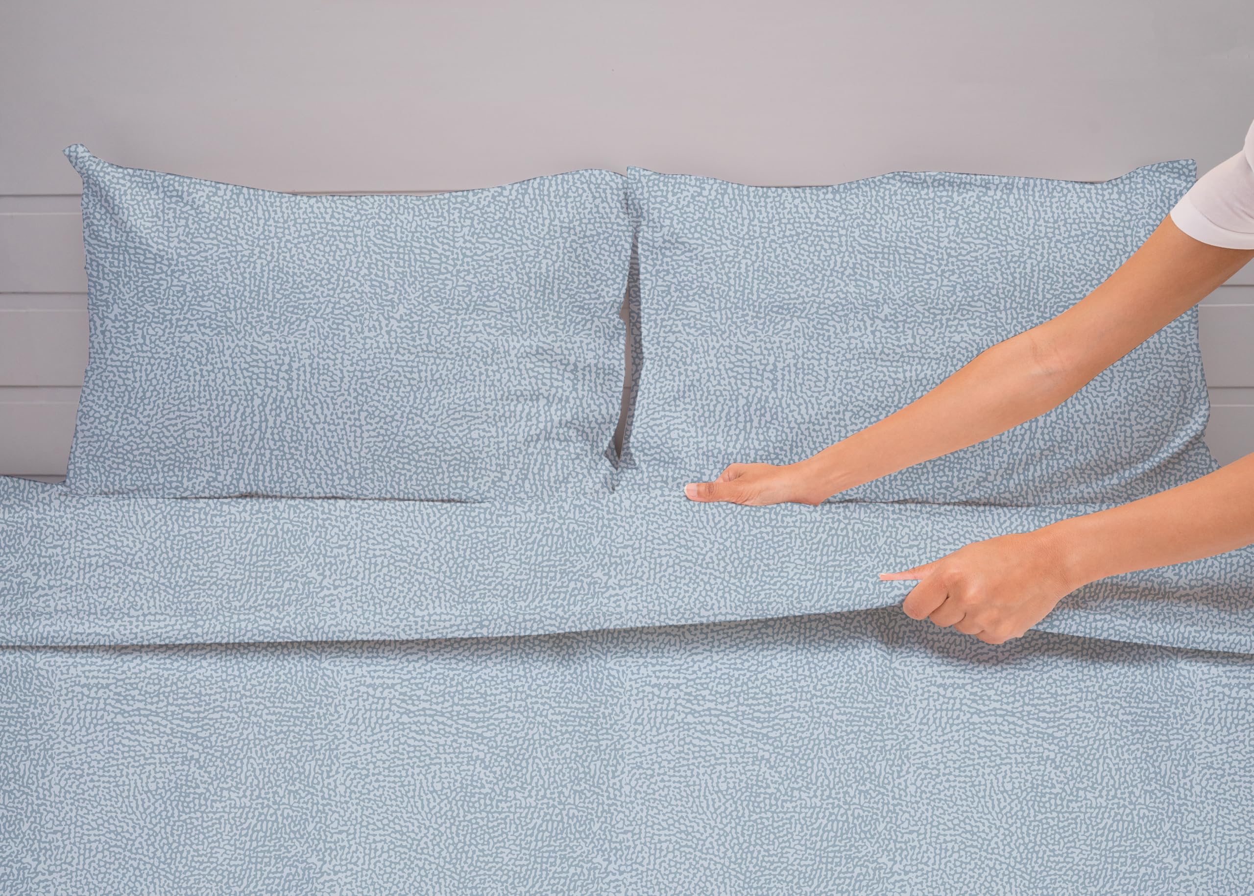 hermet Cristal, Set Lenzuola Letto Matrimoniale in Cotone, 100% Cotone,Completo Letto 2 Piazze, Lenzuolo Sopra, Lenzuolo con Angoli, Coppia Federe, Avio