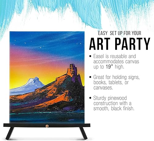 Miniatura 4 de U.S. Art Supply Caballete de mesa de madera negra de 20 pulgadas (paquete de 2)  Soporte de lona ajustable con marco en A para pintar fiestas y