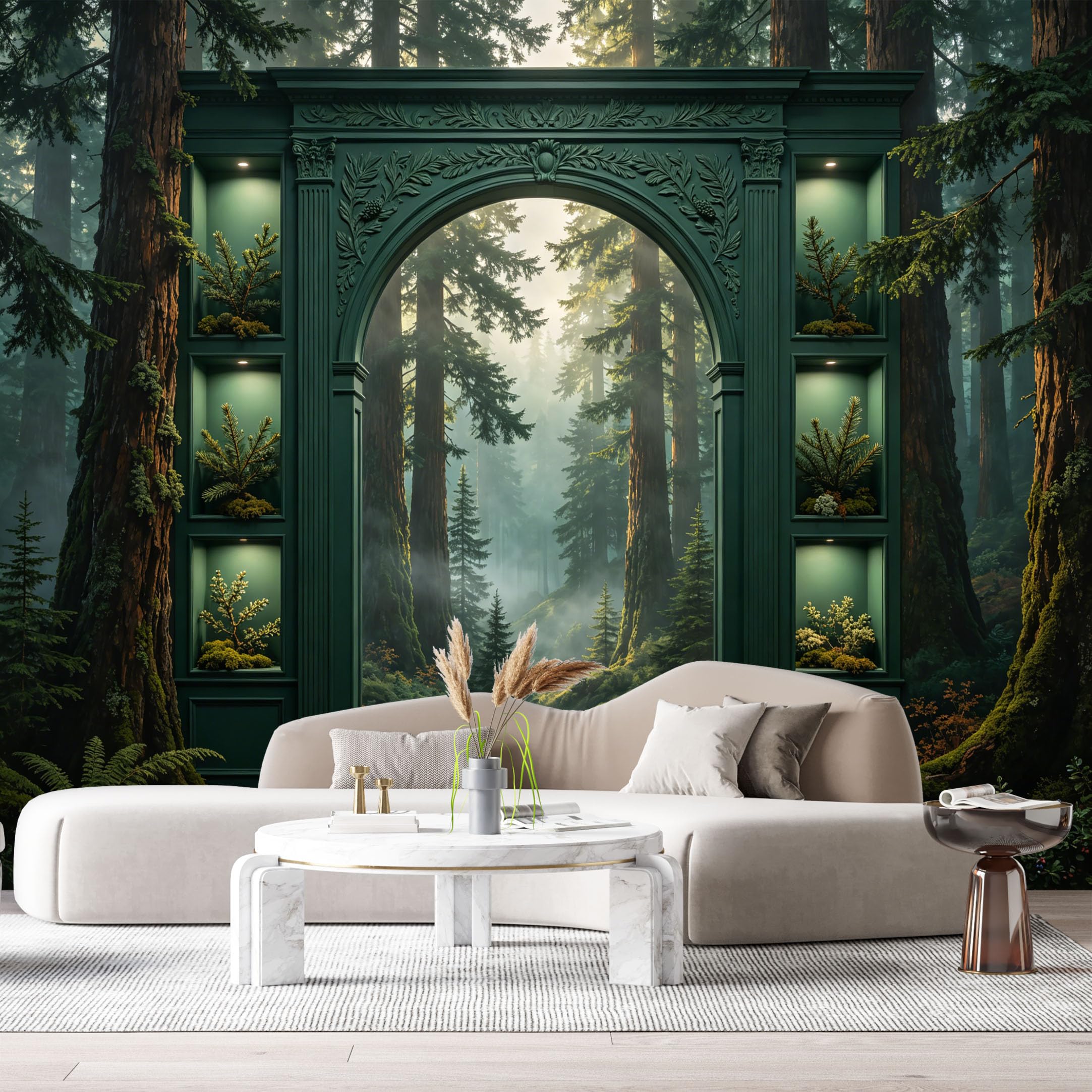 Custom Size Wall Murals Enchanted Forest Portal Ancient Stone Arch 3D Trompe L'Oeil SelfAdhesiveWall Fabric Removable Wallpaper Wall Decor for Living Room Bedroom Bathroom