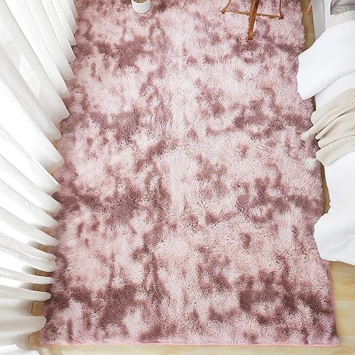 Miniatura 45 de Andency - Tapete de pelo largo sintético de interior, 4 x 6 pies, color gris oscuro estilo teñido anudado, afelpado, suave y mullido