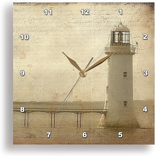 3dRose Reloj de pared silencioso - 10 pulgadas - Faro Grunge por Angelandspot - Arte digital