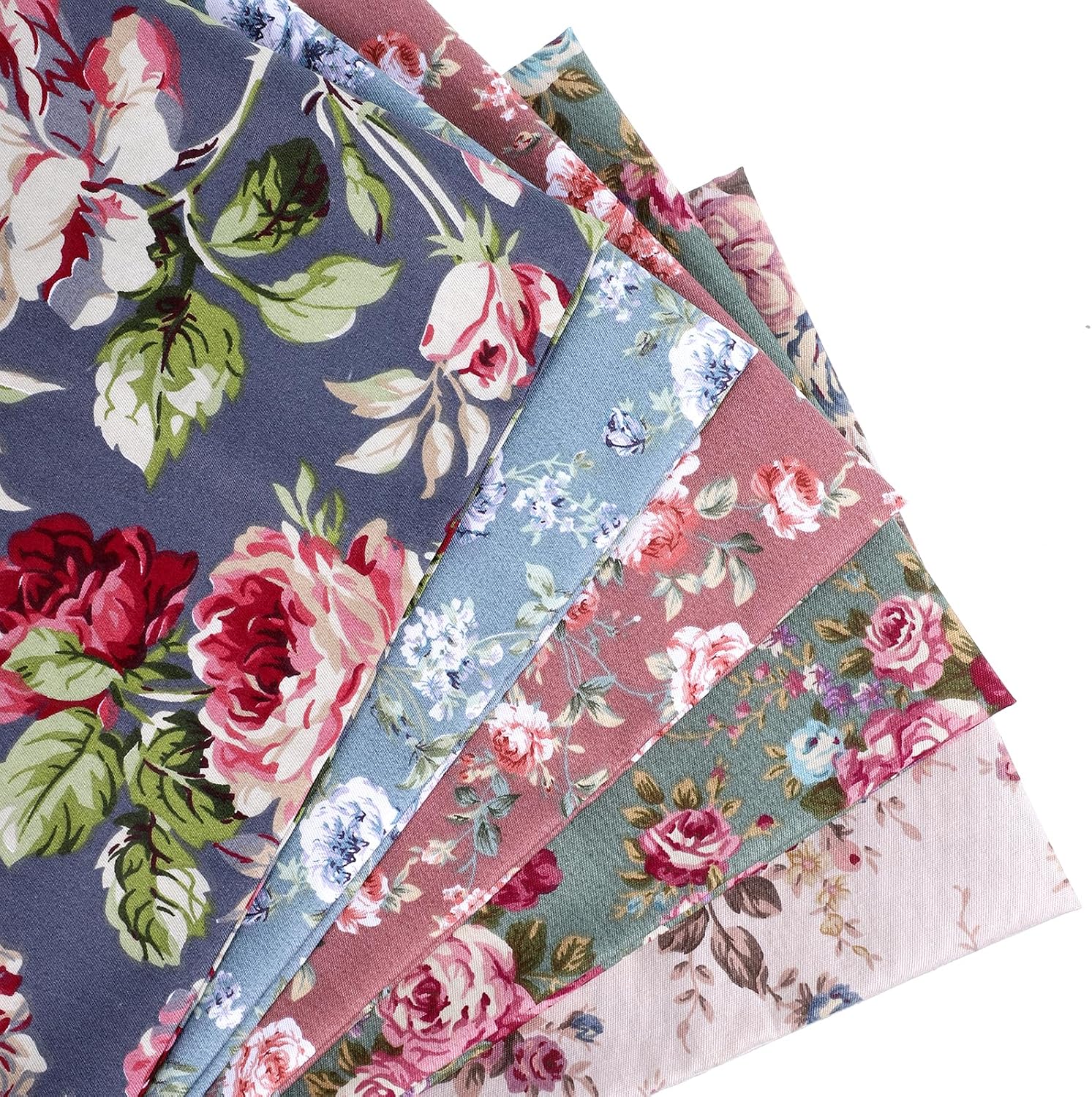 5 Pack Fat Quarter Fabric Bundles 20 x 20 Inches Cotton Fabric Precut Patchwork Fabrics Set Floral Square Quilting Patchwork Flower Fabrics for Sewing Quilting DIY Crafting(Colorful)