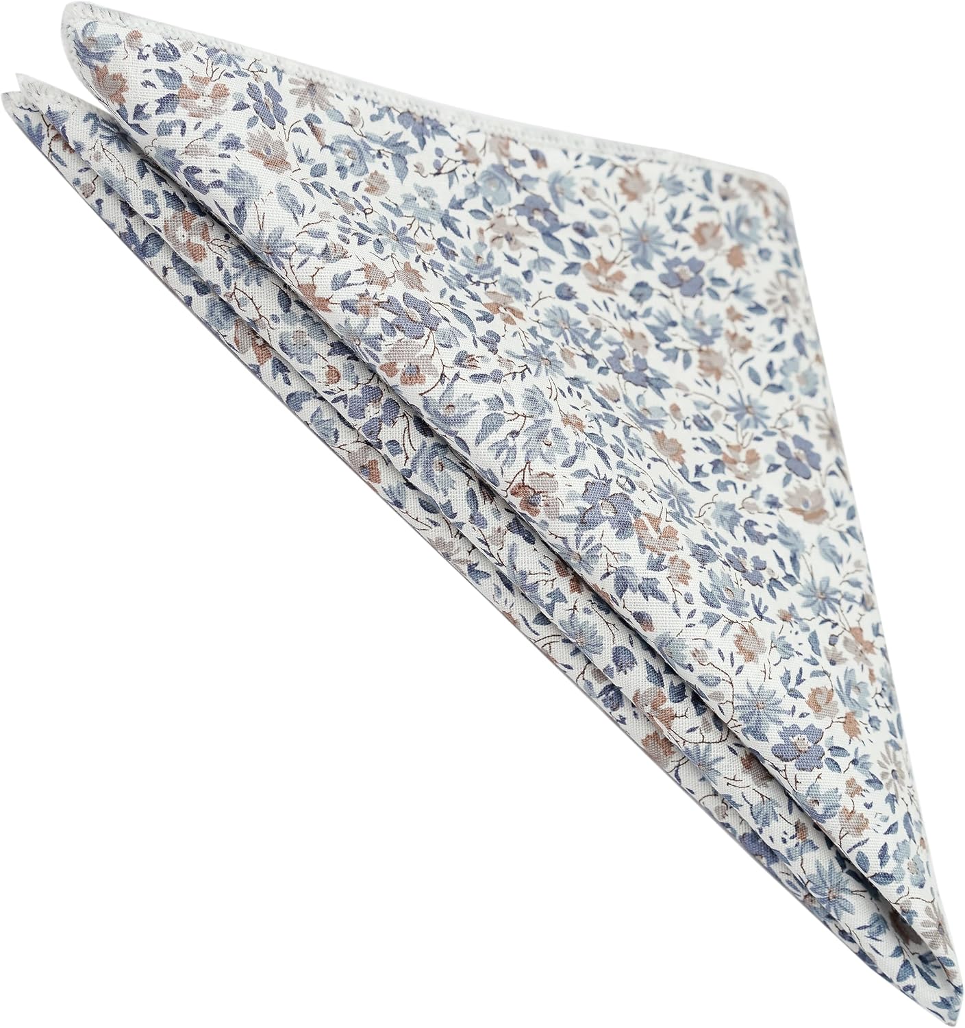 Mens Casual Skinny Floral Tie Combo Set with Flower Pocket Square 2½" Cotton Necktie Hand Made - Image 3