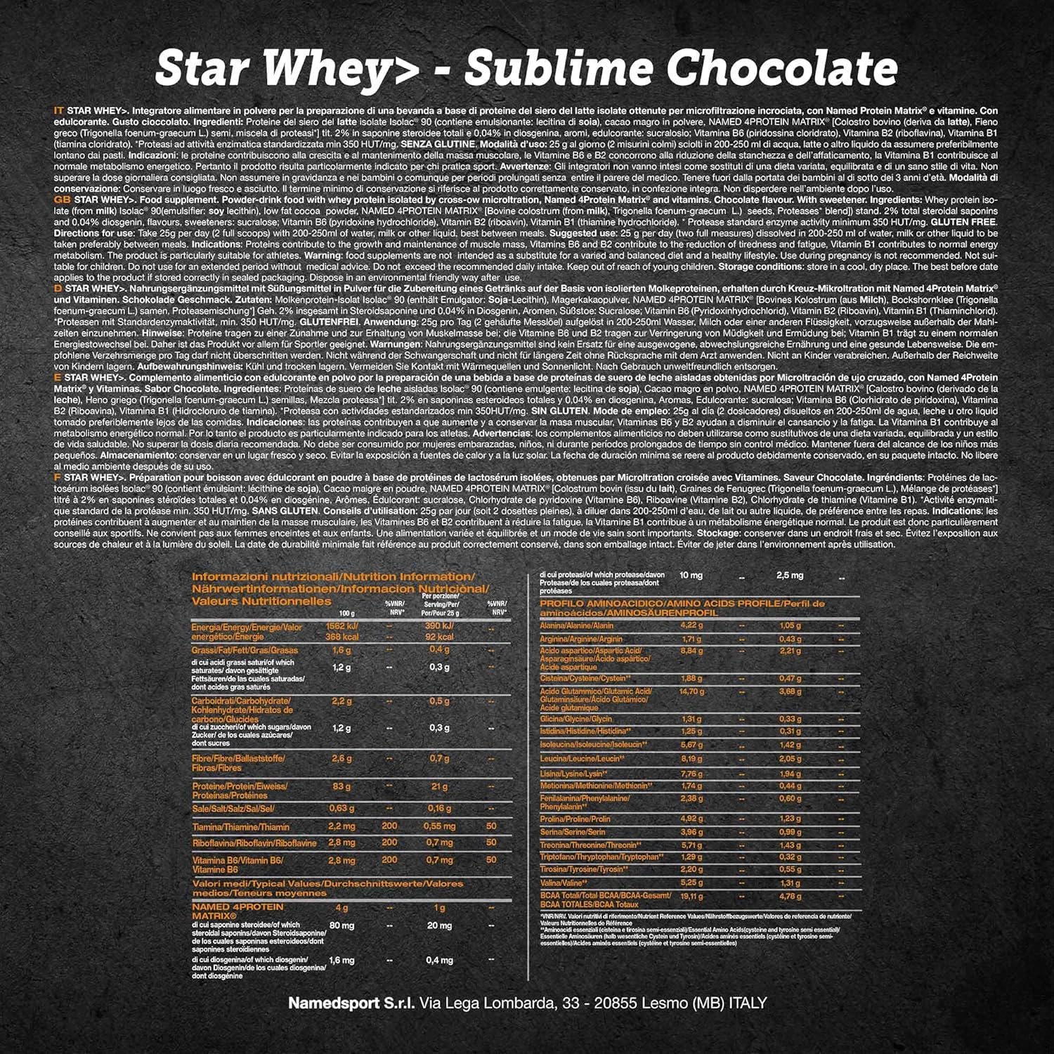 NAMEDSPORT Star Whey Isolate Proteine 750g Cioccolato + 100% Creatine in Polvere 250 g | Proteine del Siero del Latte e Creatina | Massa Muscolare e Recupero | Low Sugar & High Protein
