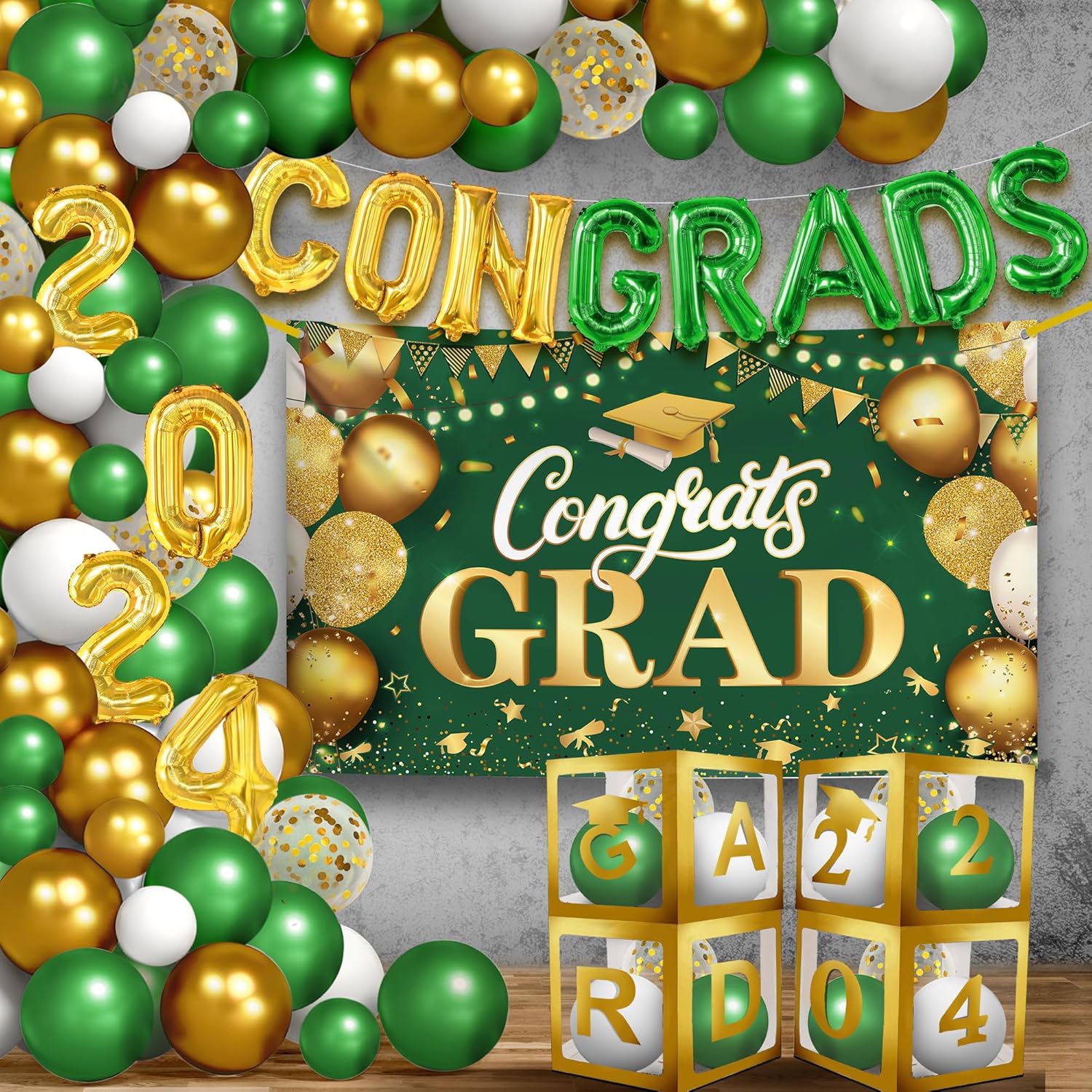 KatchOn, Green and Gold Graduation Decorations Huge, Pack