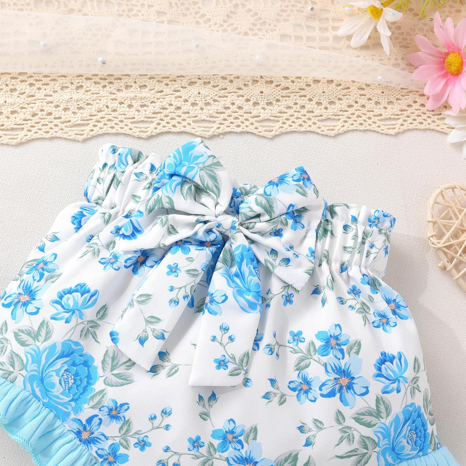 Tiny Cutey Newborn Infant Baby Girl Clothes Romper Floral Shorts Set Summer Outfits Baby Girls' Clothing - Image 4