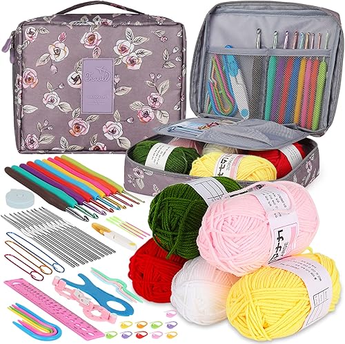 Vista 53 de Aeelike Kits de aprendizaje de ganchillo para principiantes, kit de inicio de ganchillo con todo, hilo acrílico de 1093 yardas para ganchillo, juego