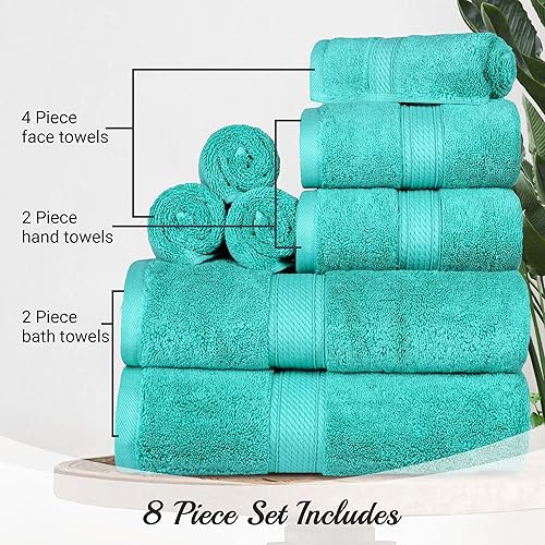 Vista 496 de SUPERIOR - Juego de toallas de algodón egipcio de 28.22 oz/m², incluye 2 toallas de baño, 2 toallas de mano, 2 toallas para la cara, artículos
