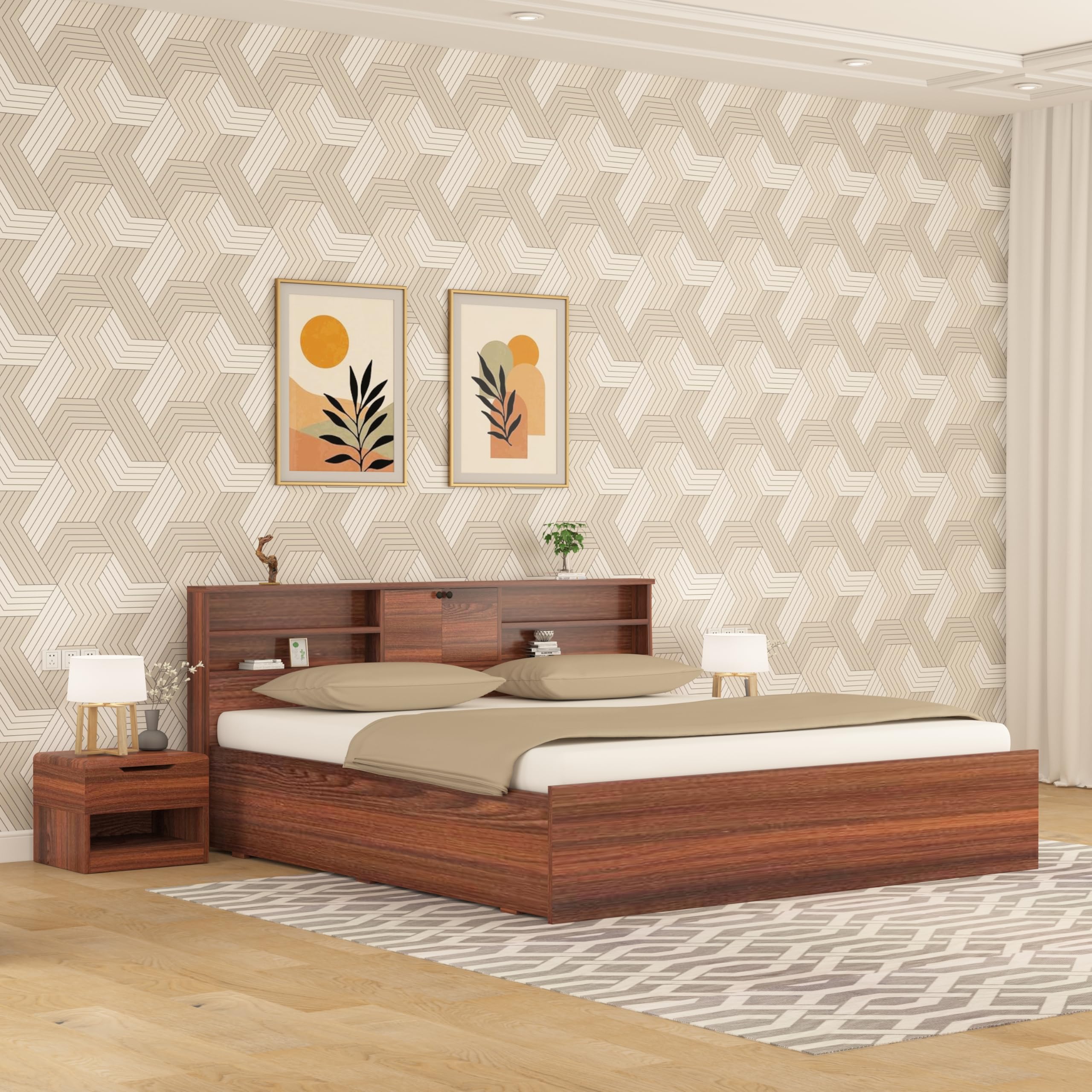 Modern Nest Engineered Wood Counter Bed | Single Bed with Box Storage| Single Wooden Cot with Storage, Walnut Finish (36 x 72 inch) (B0DH54QVDP) Amazon Price History, Amazon Price Tracker