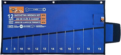 Wrench & Tool Roll Up SAE Pouch Organizer Bag Handmade Waterproof Printed Ballistic Polyester Canvas for Craftsman Gear Drive User Portable Easy Grip