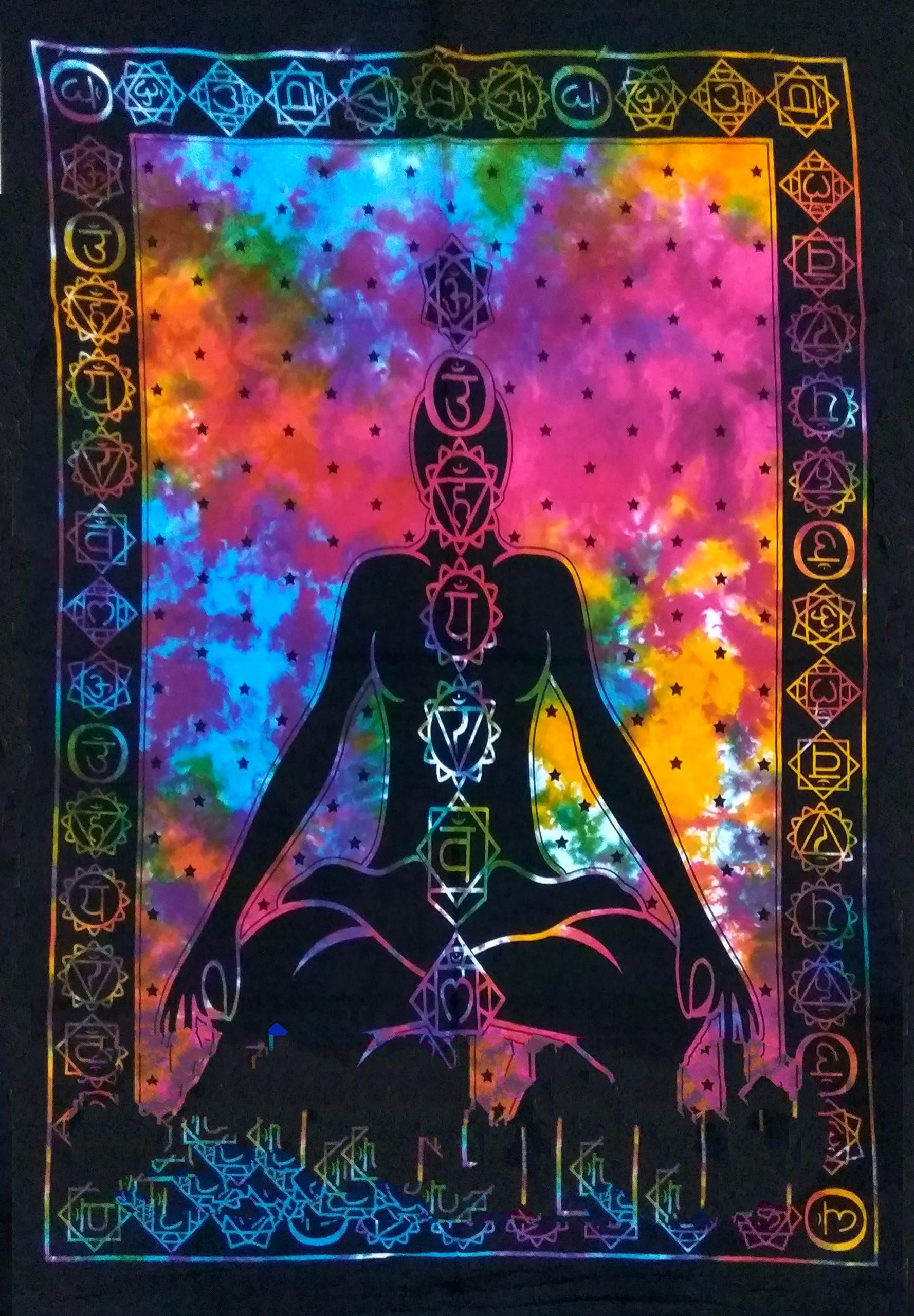 Harsh House Fashions Bohemian Psychedelic 7 Chakra Kudalini Yoga Meditation Printed Tapestry Wall Hanging Decoration (Multi Colour, 40 X 30 inches)