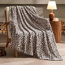 BEDELITE Fleece Blanket Soft Plush Throw for Couch White Leopard 50"x60"