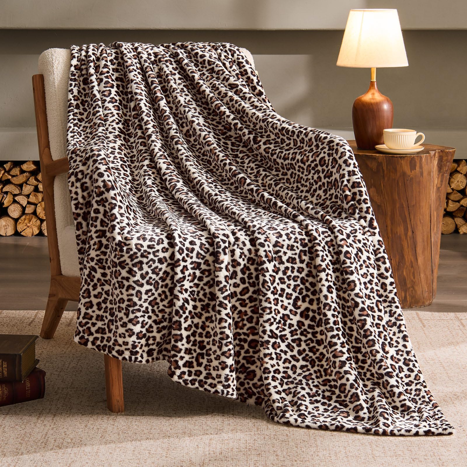BEDELITE Fleece Blanket Soft Plush Throw for Couch White Leopard 50"x60" | Ultra Soft Fleece, Plush Microfiber, Lightweight Warmth, All Season Comfort, Leopard Decor, Machine Washable, Couch Sofa Bed